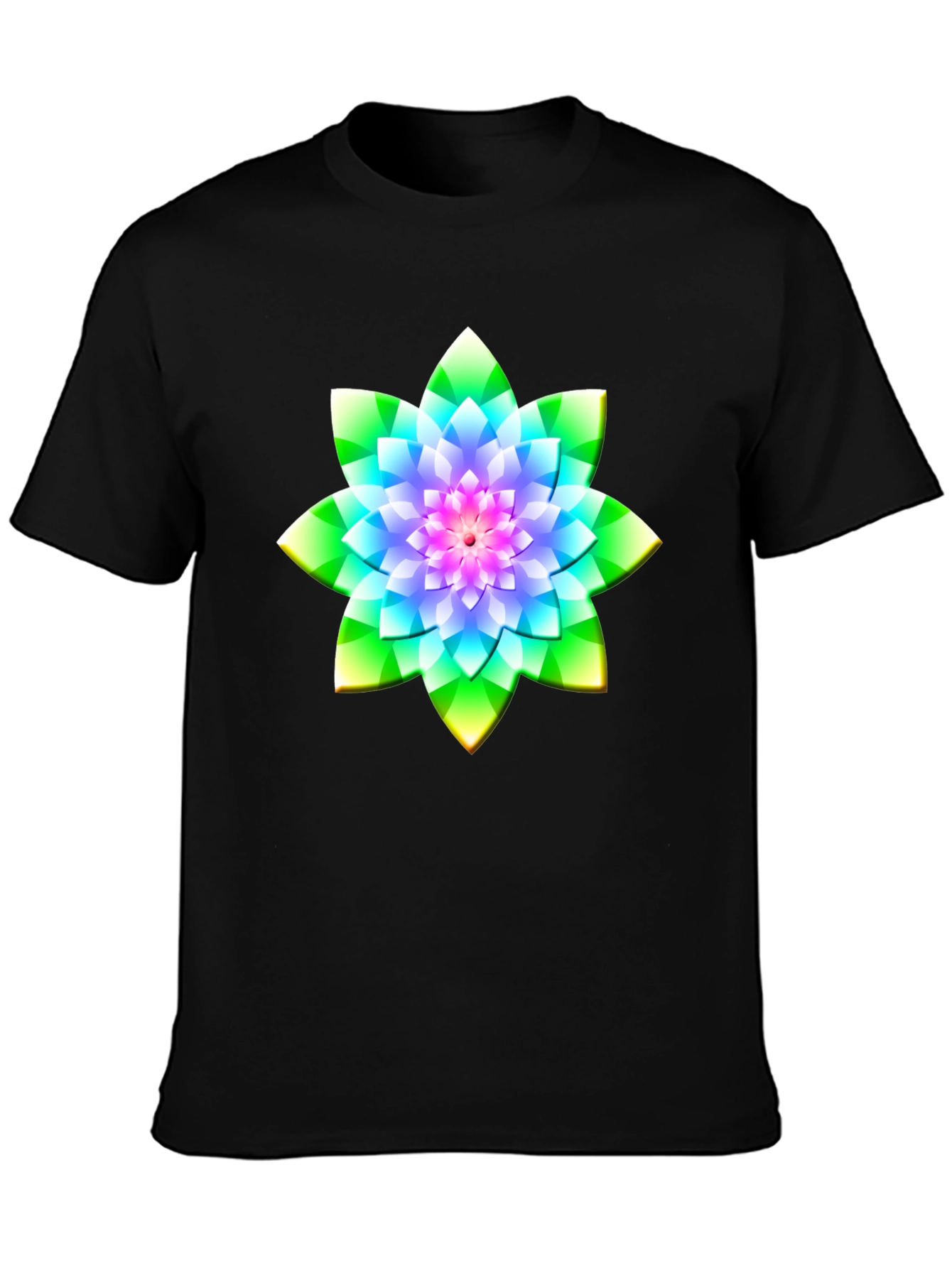 Floral Mandala Graphic Tee - Soft Black Cotton