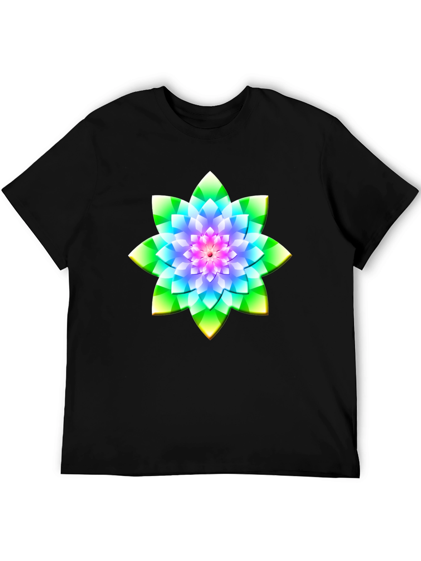 Floral Mandala Graphic Tee - Soft Black Cotton