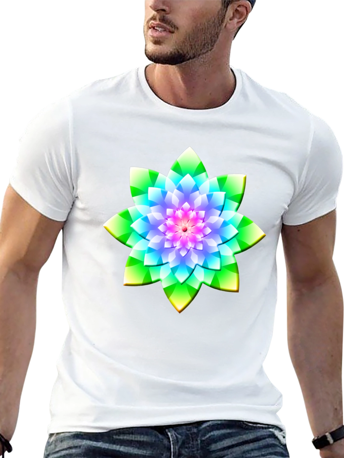 Floral Mandala Graphic Tee - Soft Black Cotton