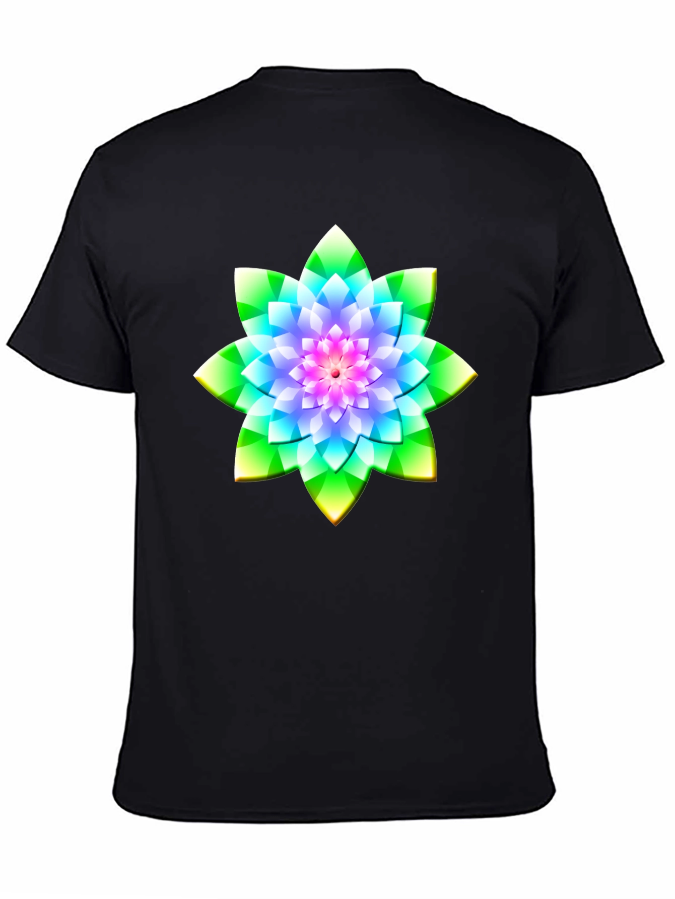 Floral Mandala Graphic Tee - Soft Black Cotton