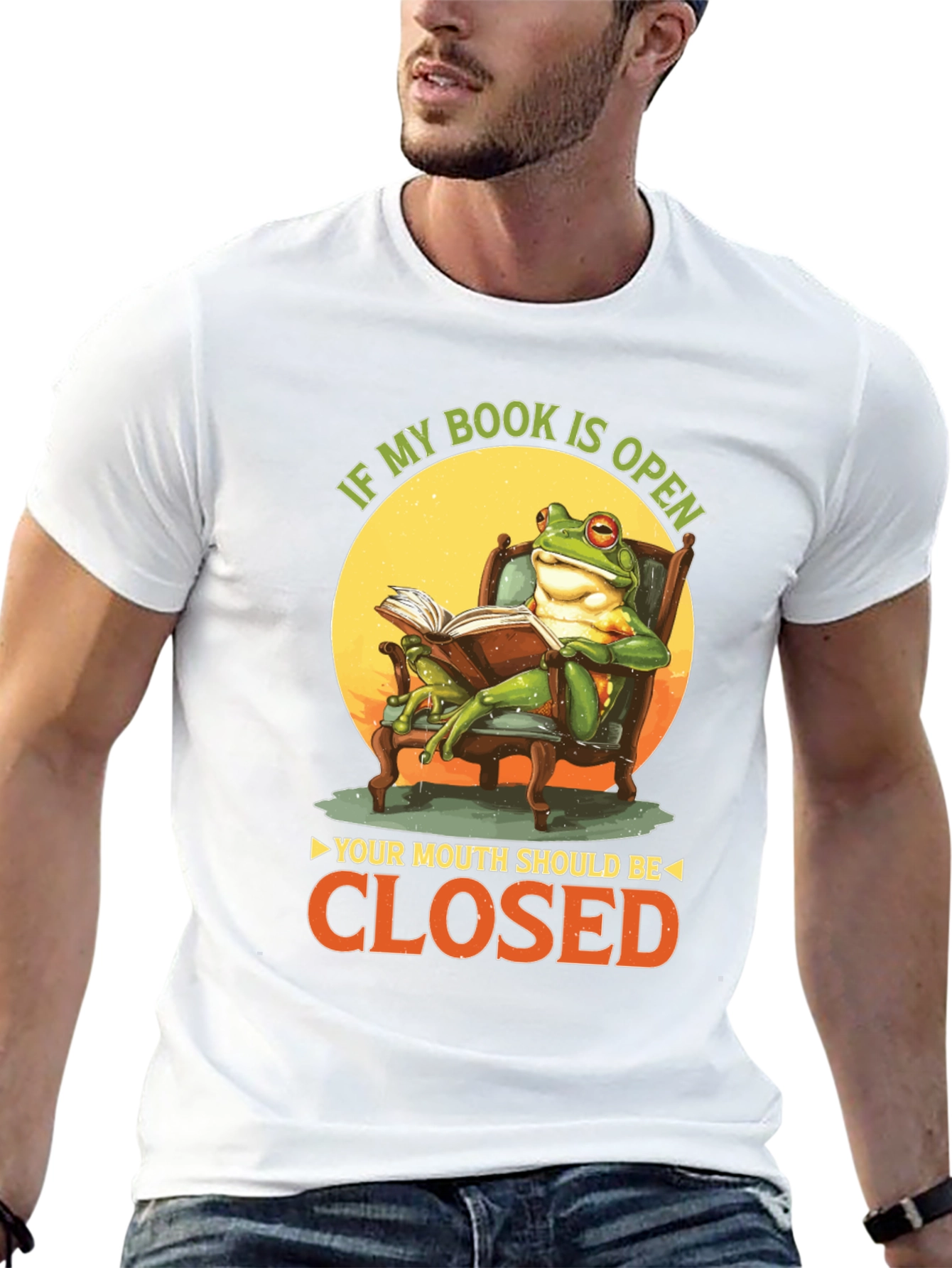 Funny Frog Reading Book Graphic T-Shirt