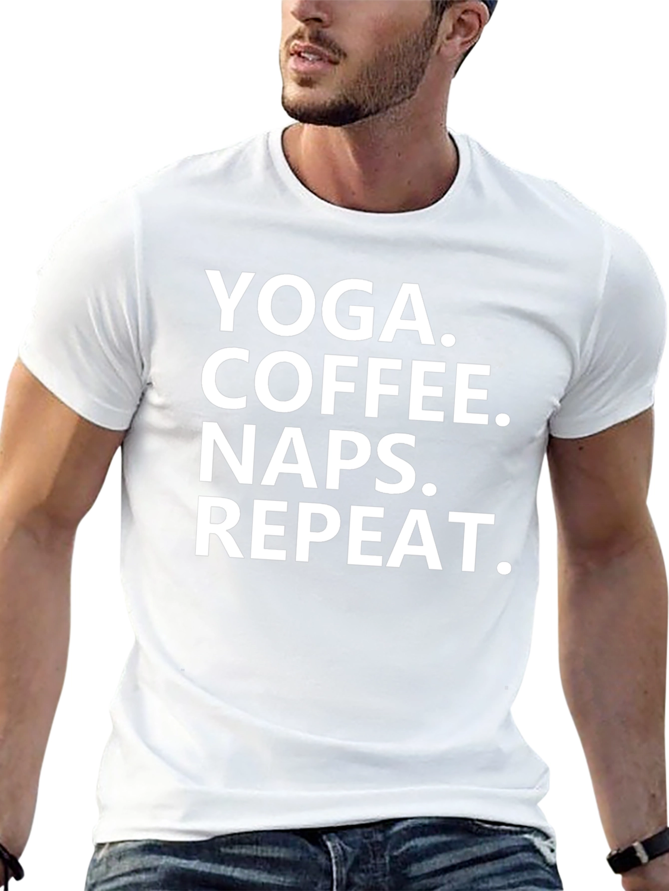 Yoga Coffee Naps Repeat T-Shirt - Black Graphic Tee
