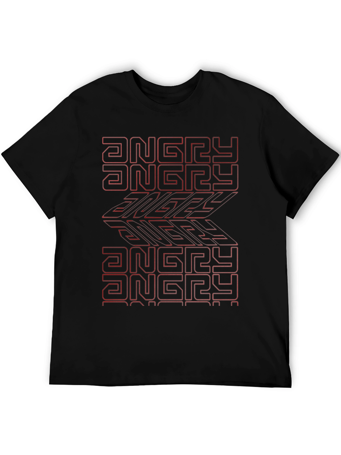 Edgy Graphic Tee - ANGRY Print Black T-Shirt