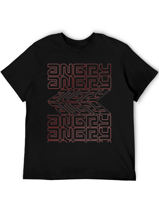 Edgy Graphic Tee - ANGRY Print Black T-Shirt