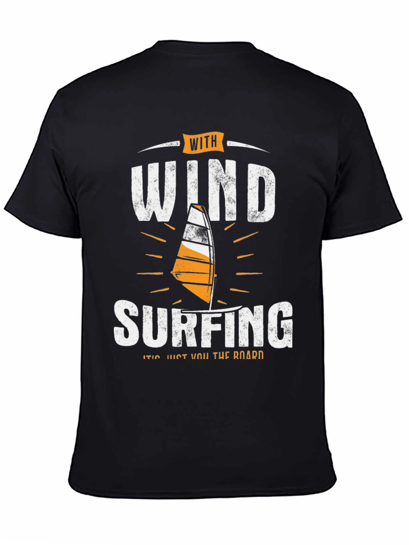 With Wind Surfing Mens Black T-Shirt