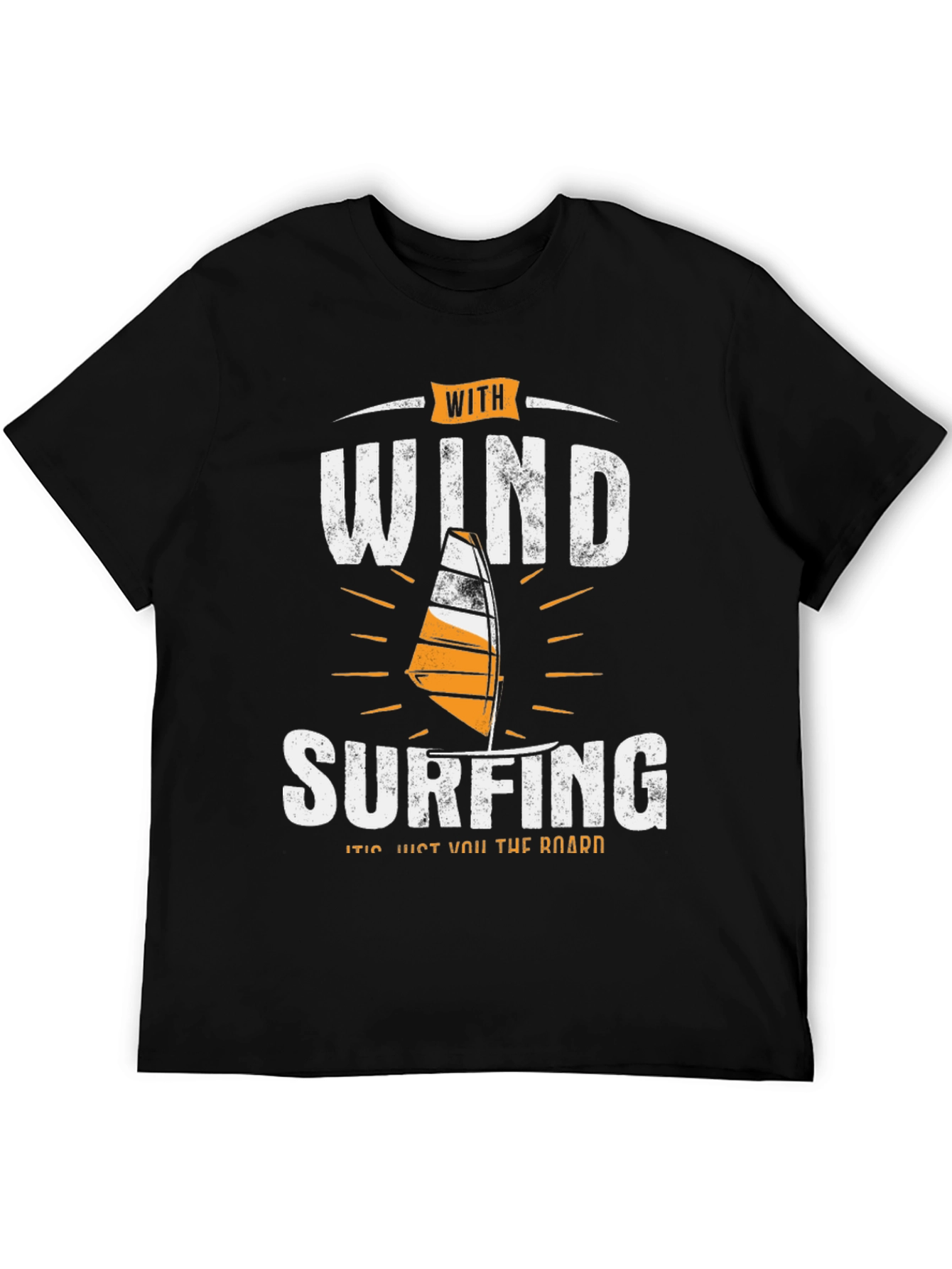 With Wind Surfing Mens Black T-Shirt