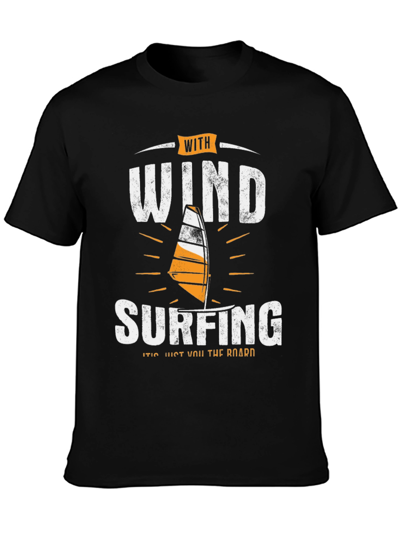 With Wind Surfing Mens Black T-Shirt