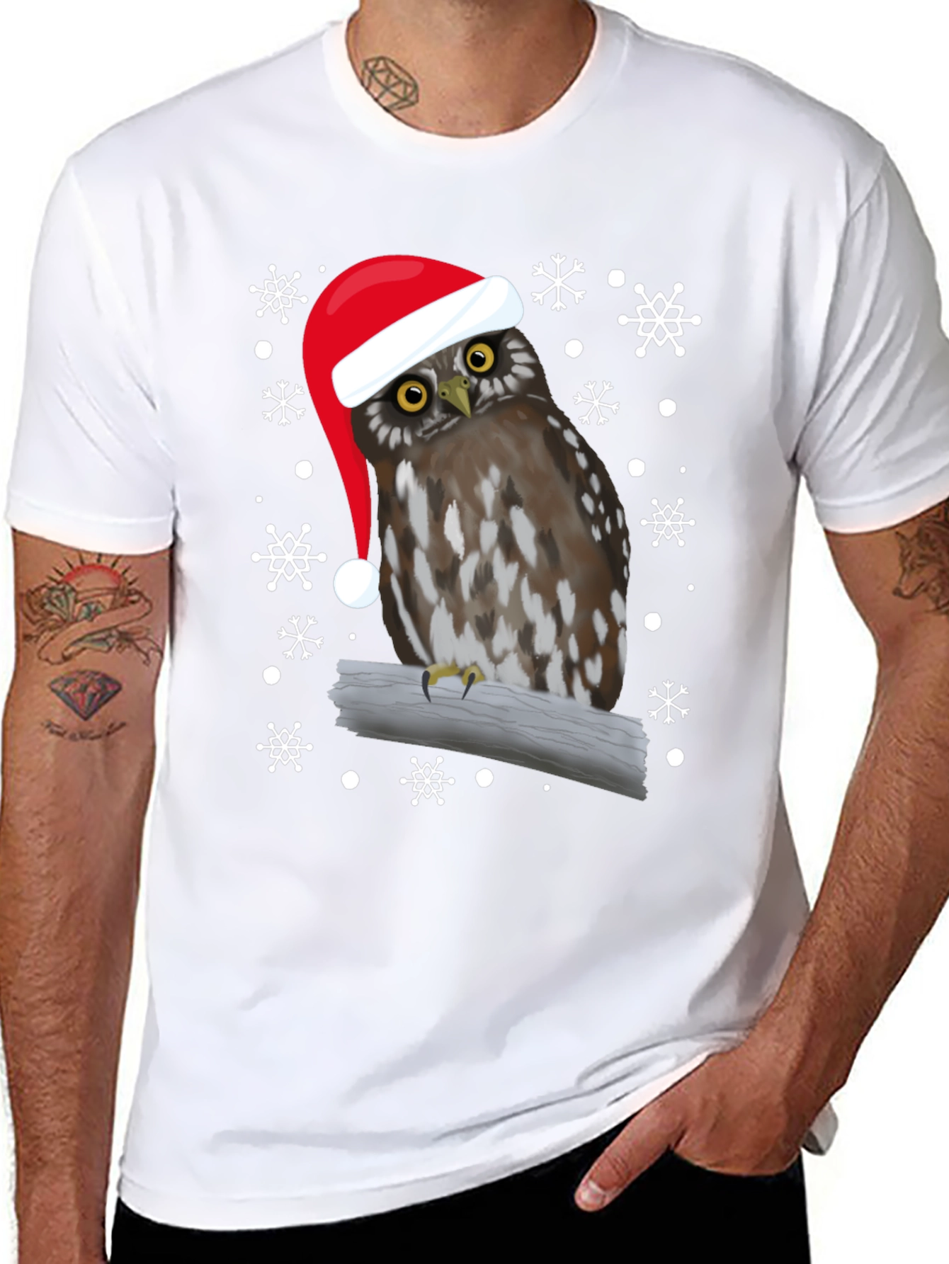 Christmas Owl T-Shirt Holiday Bird Tee