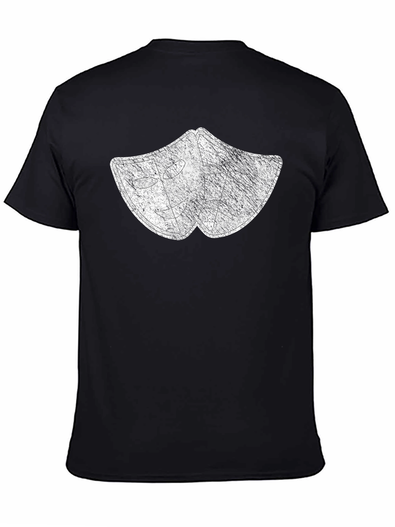 Distressed Drama Masks Graphic Tee - Black