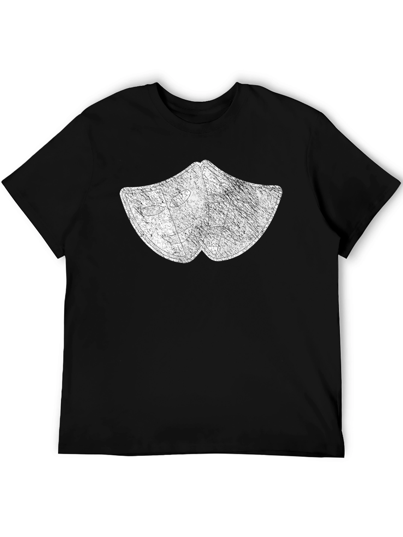 Distressed Drama Masks Graphic Tee - Black