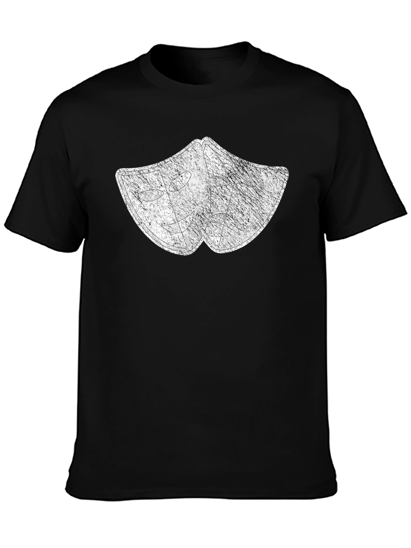 Distressed Drama Masks Graphic Tee - Black