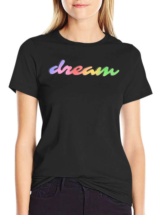 Dream Rainbow Text Black T-Shirt
