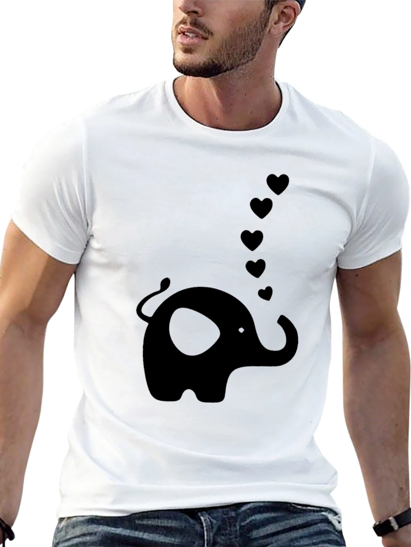 Elephant Love Tee - Classic Black Graphic T-Shirt