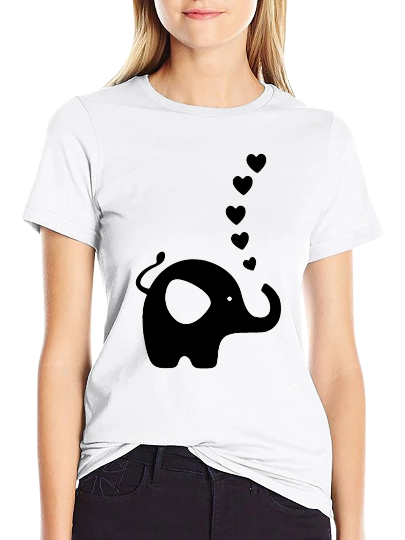 Elephant Love Tee - Classic Black Graphic T-Shirt