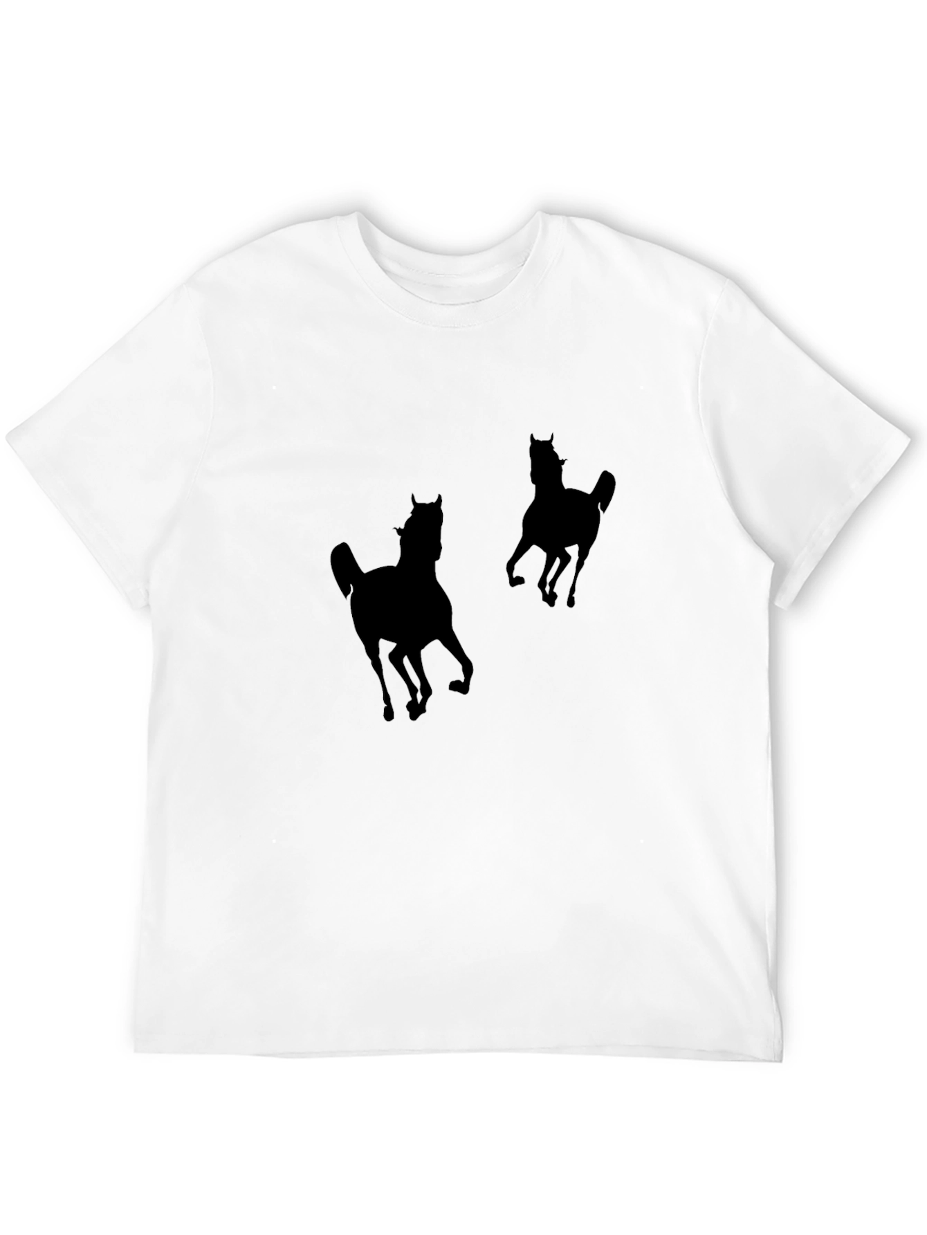 Black T-Shirt with Horse Silhouettes