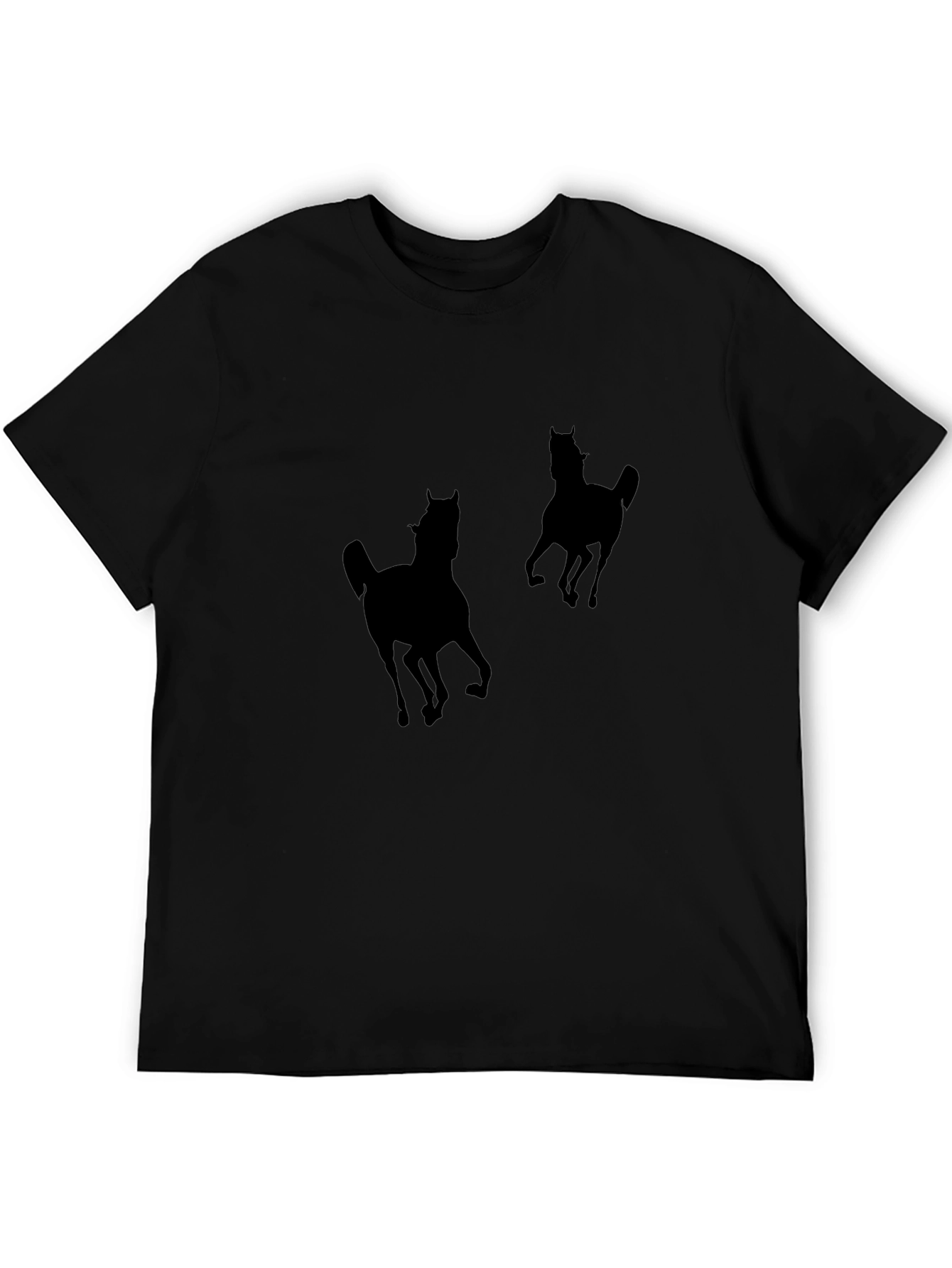 Black T-Shirt with Horse Silhouettes