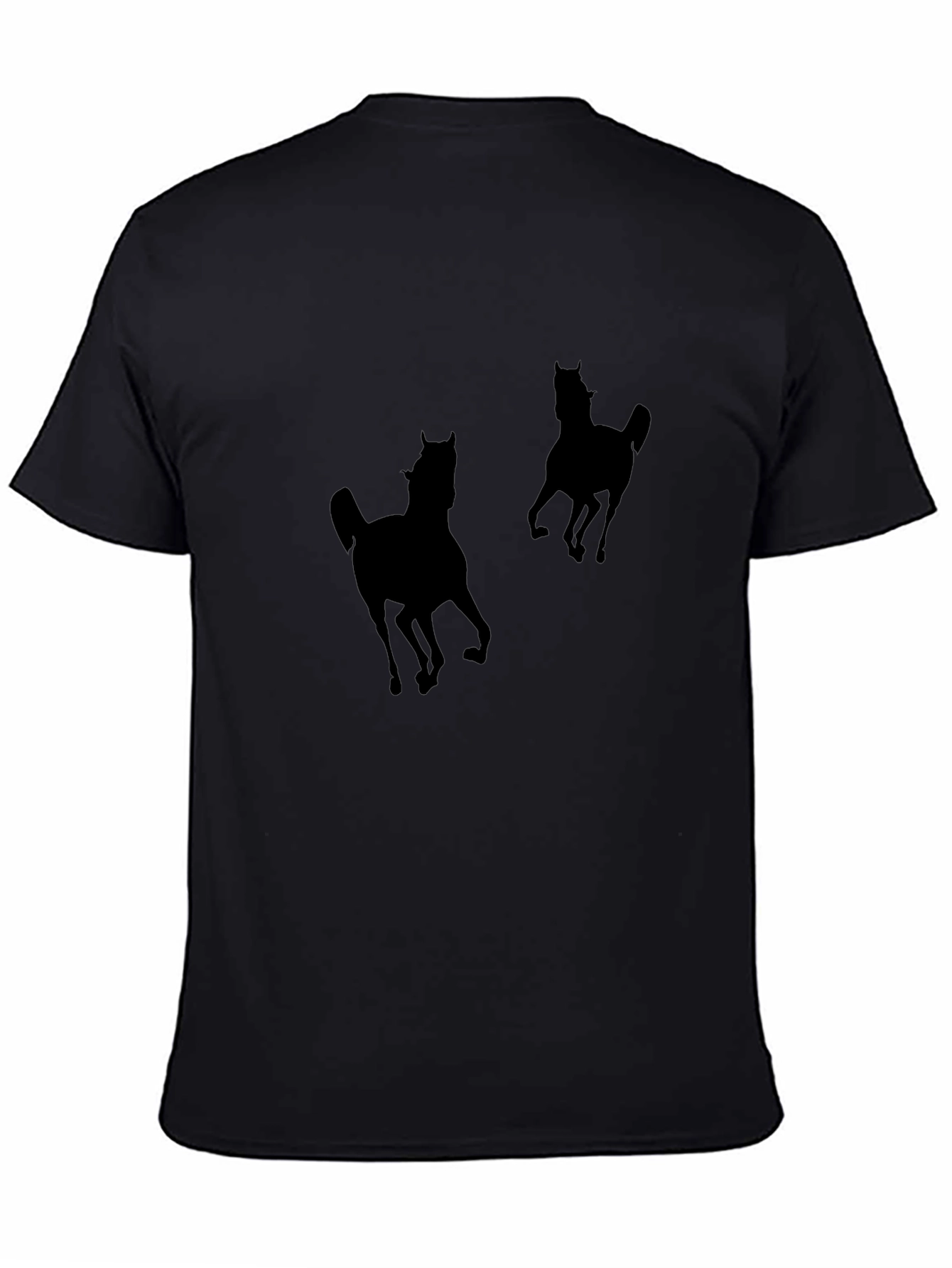 Black T-Shirt with Horse Silhouettes