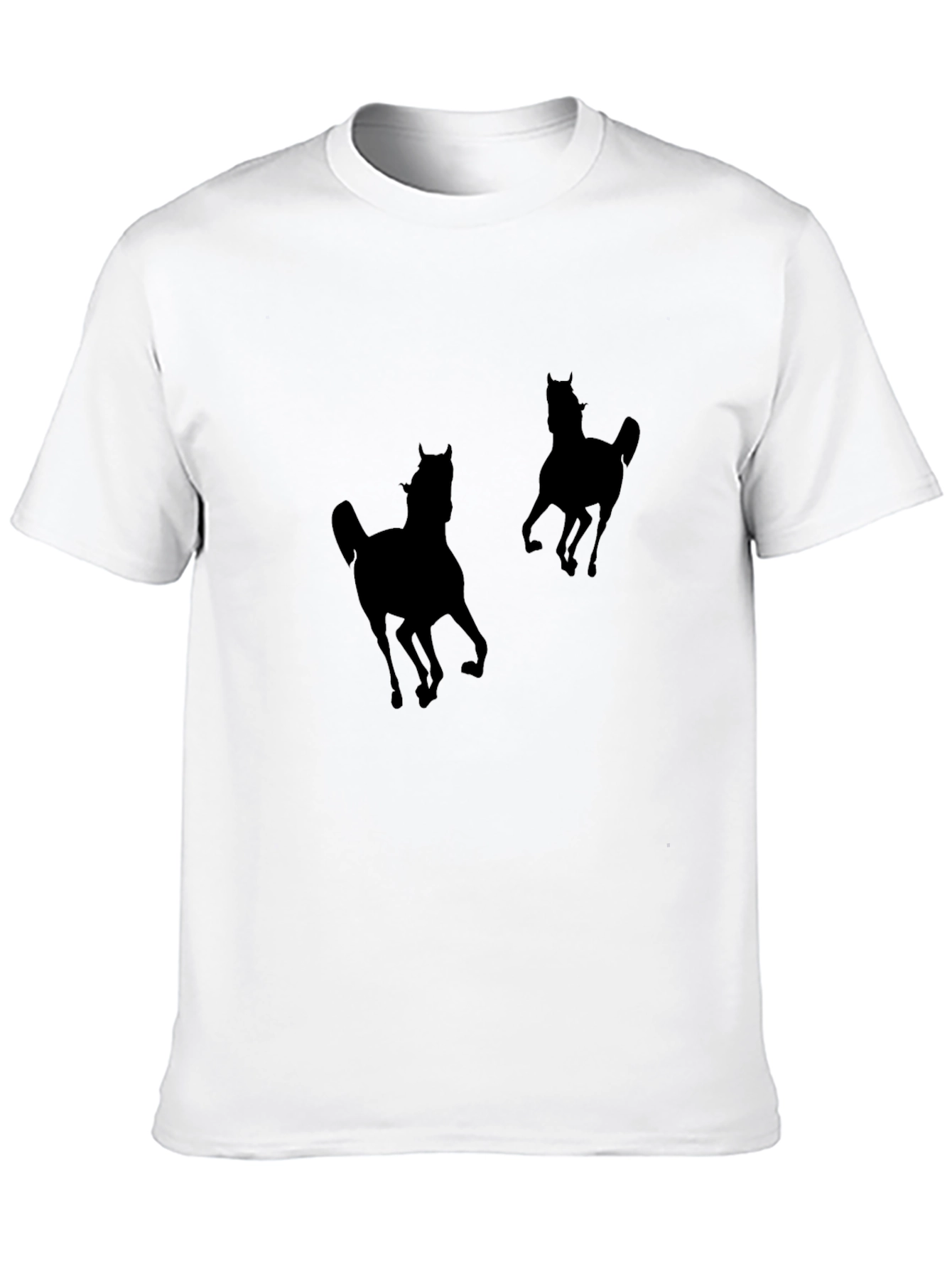 Black T-Shirt with Horse Silhouettes