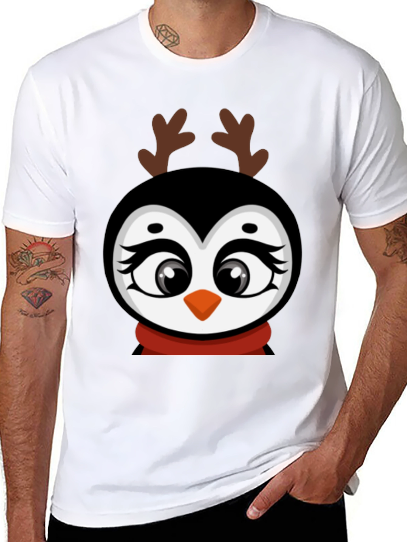 Festive Penguin Reindeer T-Shirt