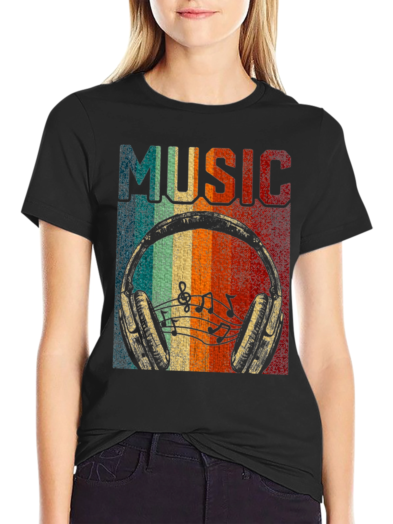 Retro Music Headphone T-Shirt