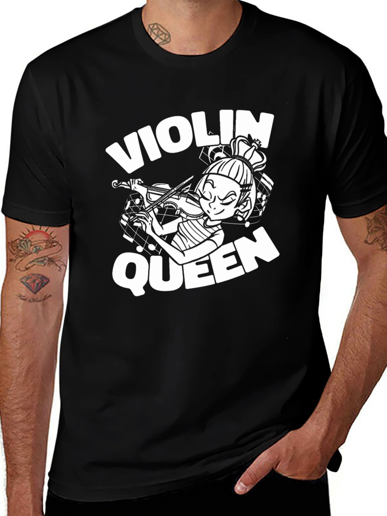 Violin Queen Black T-Shirt - Musician Graphic Tee