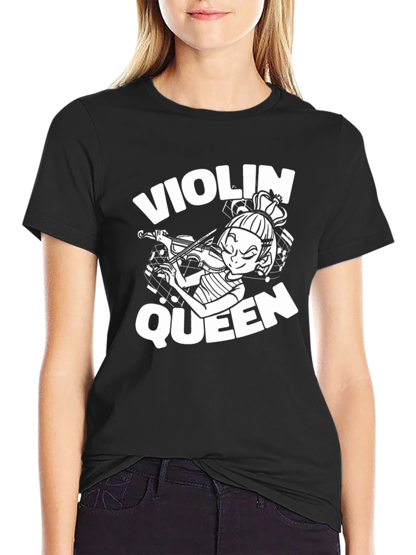 Violin Queen Black T-Shirt - Musician Graphic Tee