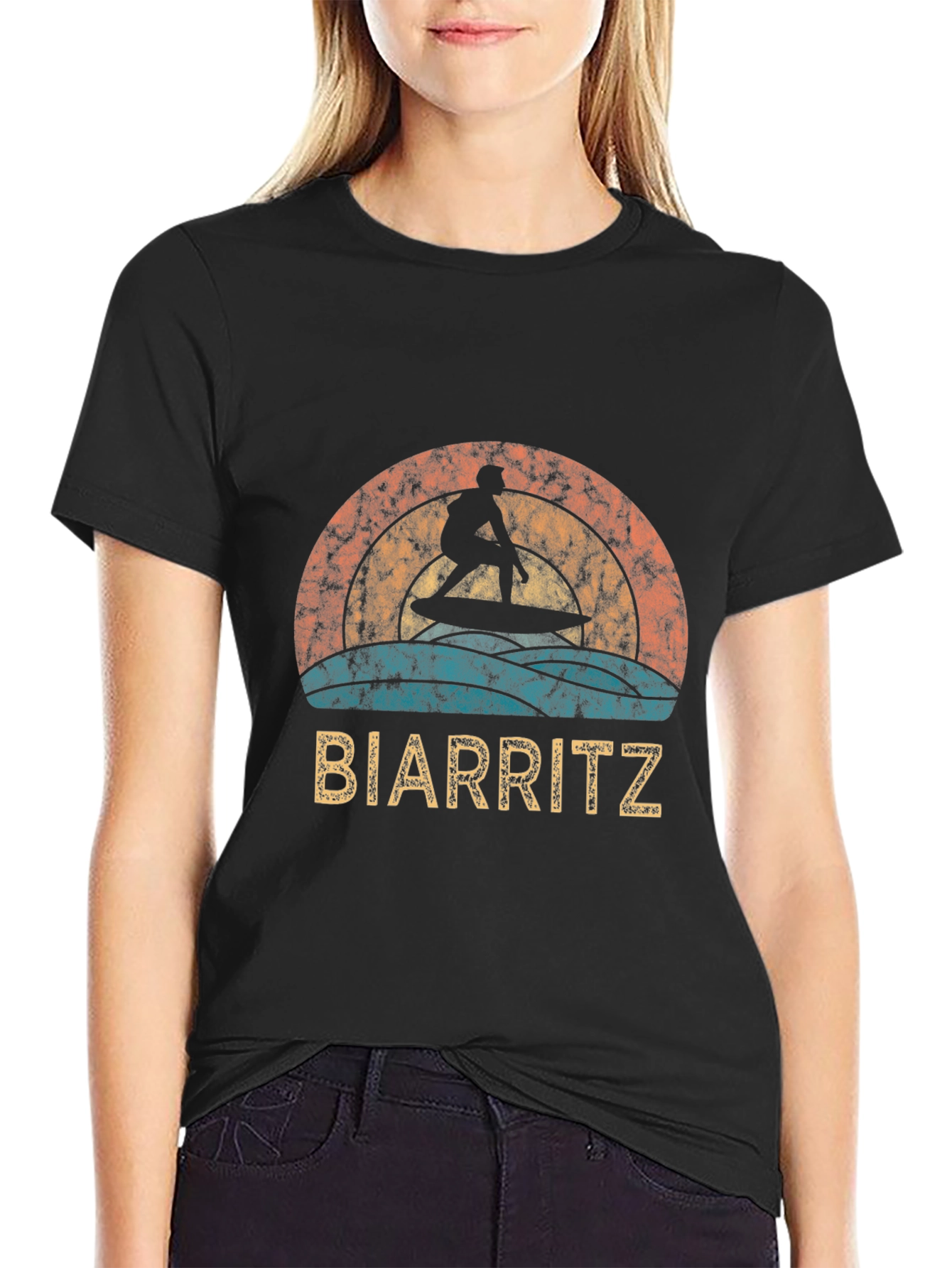 Biarritz Surfer Retro Graphic Tee
