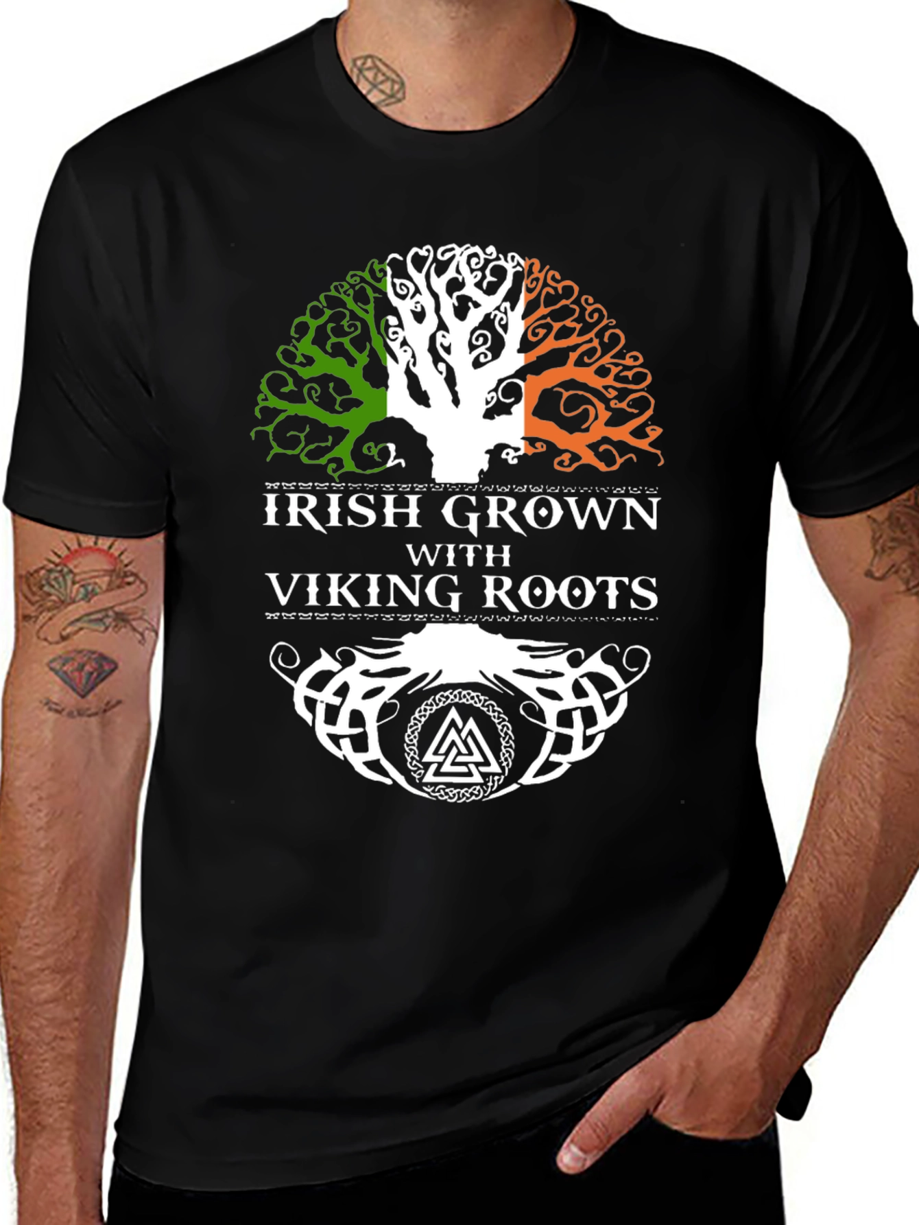 Irish Grown with Viking Roots Black T-Shirt