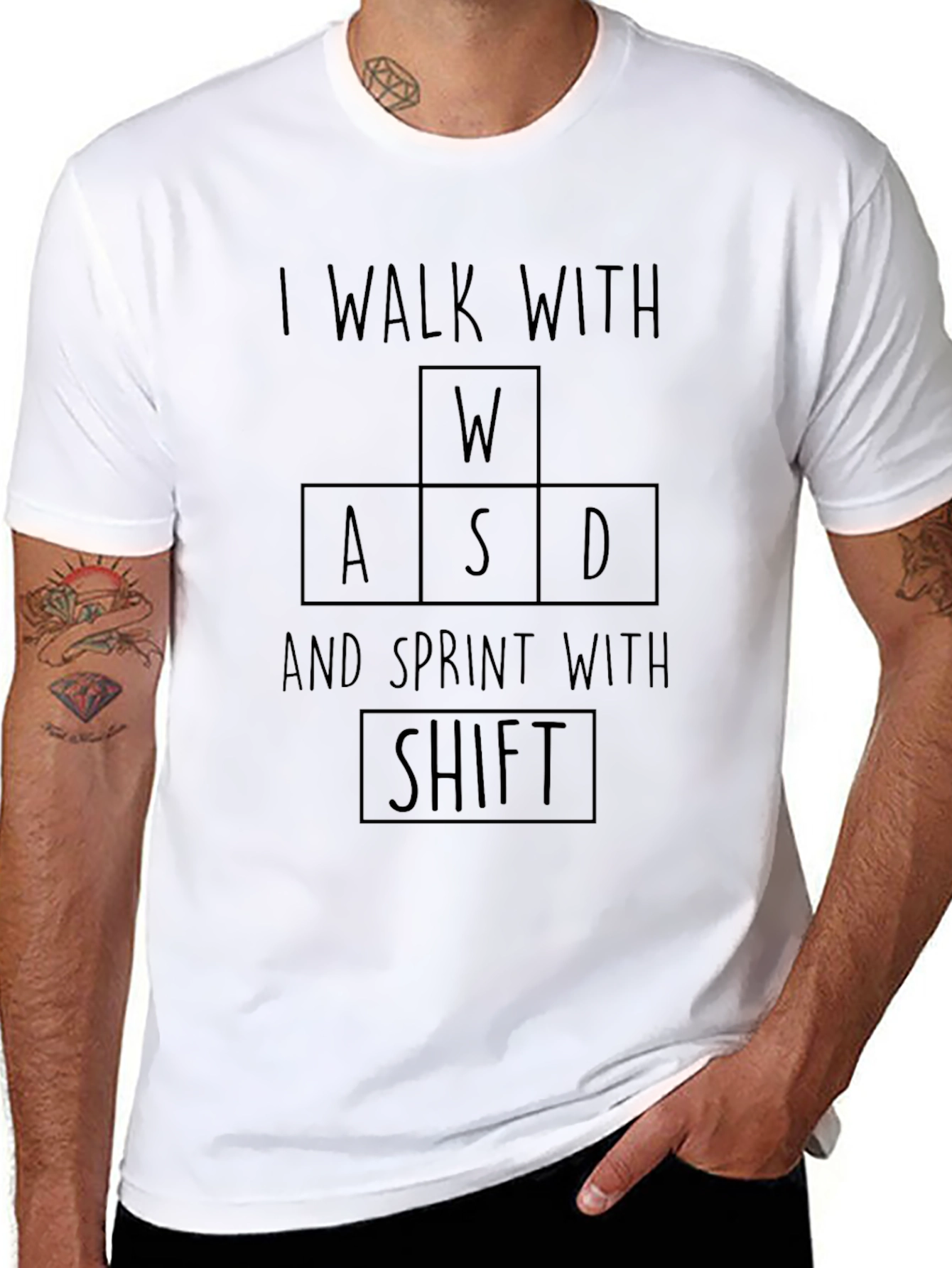 Gamer T-Shirt - Walk with WASD Sprint with Shift