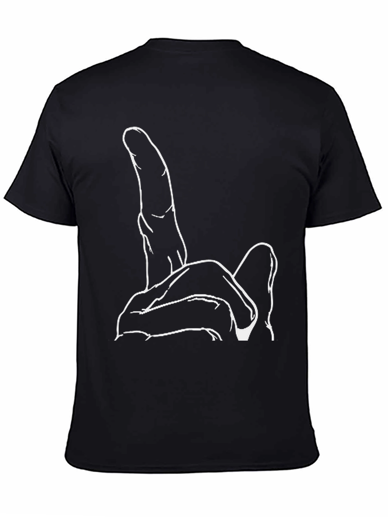 Graphic Tee: Hand Gesture Black Cotton T-Shirt