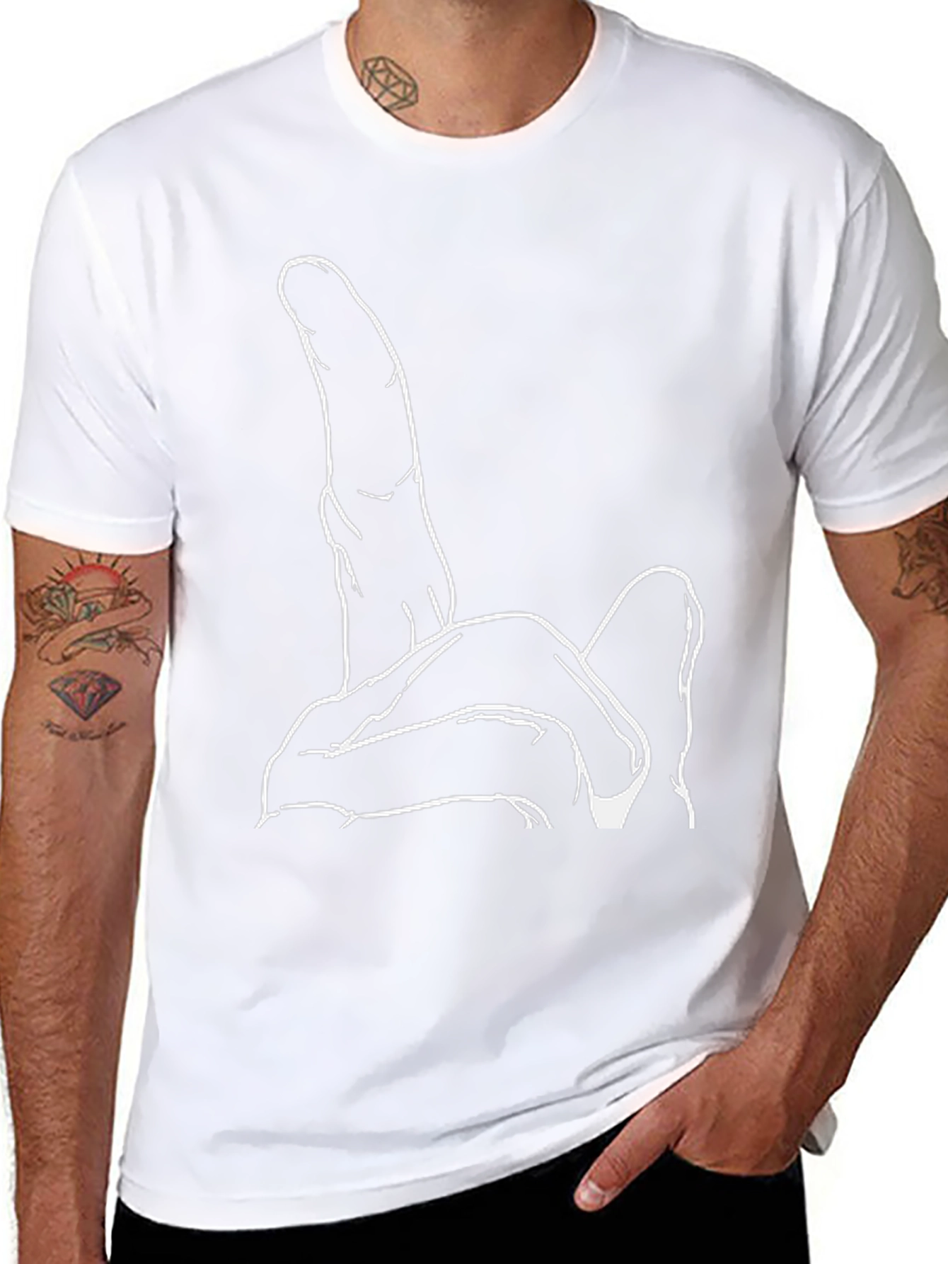 Graphic Tee: Hand Gesture Black Cotton T-Shirt