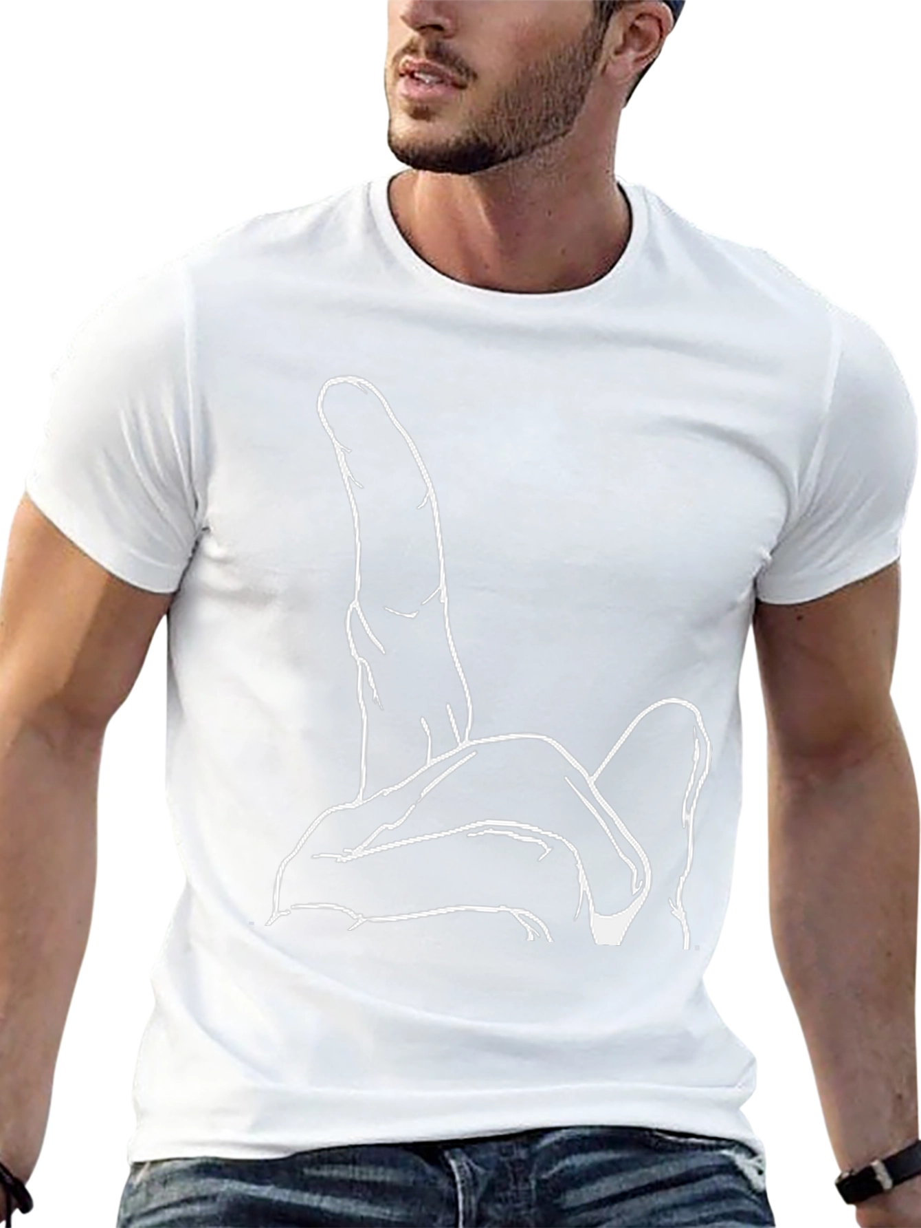 Graphic Tee: Hand Gesture Black Cotton T-Shirt