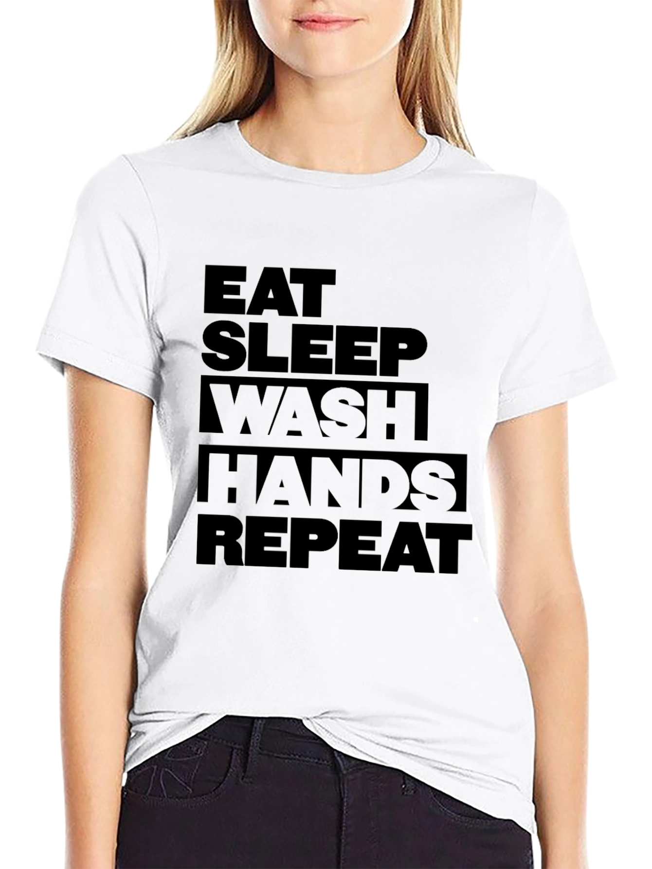 Eat Sleep Wash Hands Repeat Graphic Tee