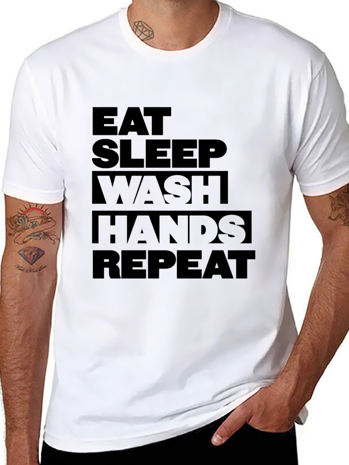 Eat Sleep Wash Hands Repeat Graphic Tee
