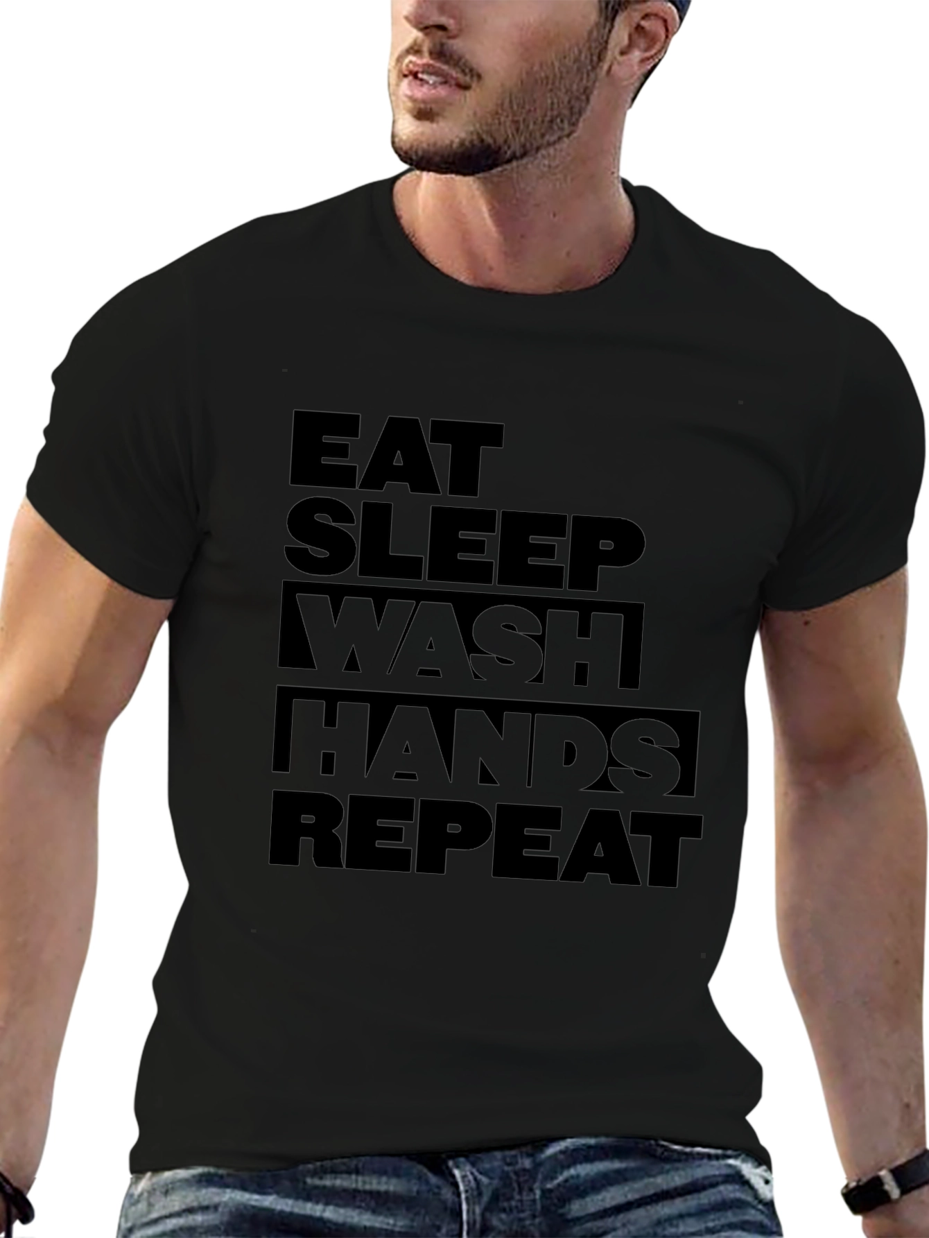 Eat Sleep Wash Hands Repeat Graphic Tee