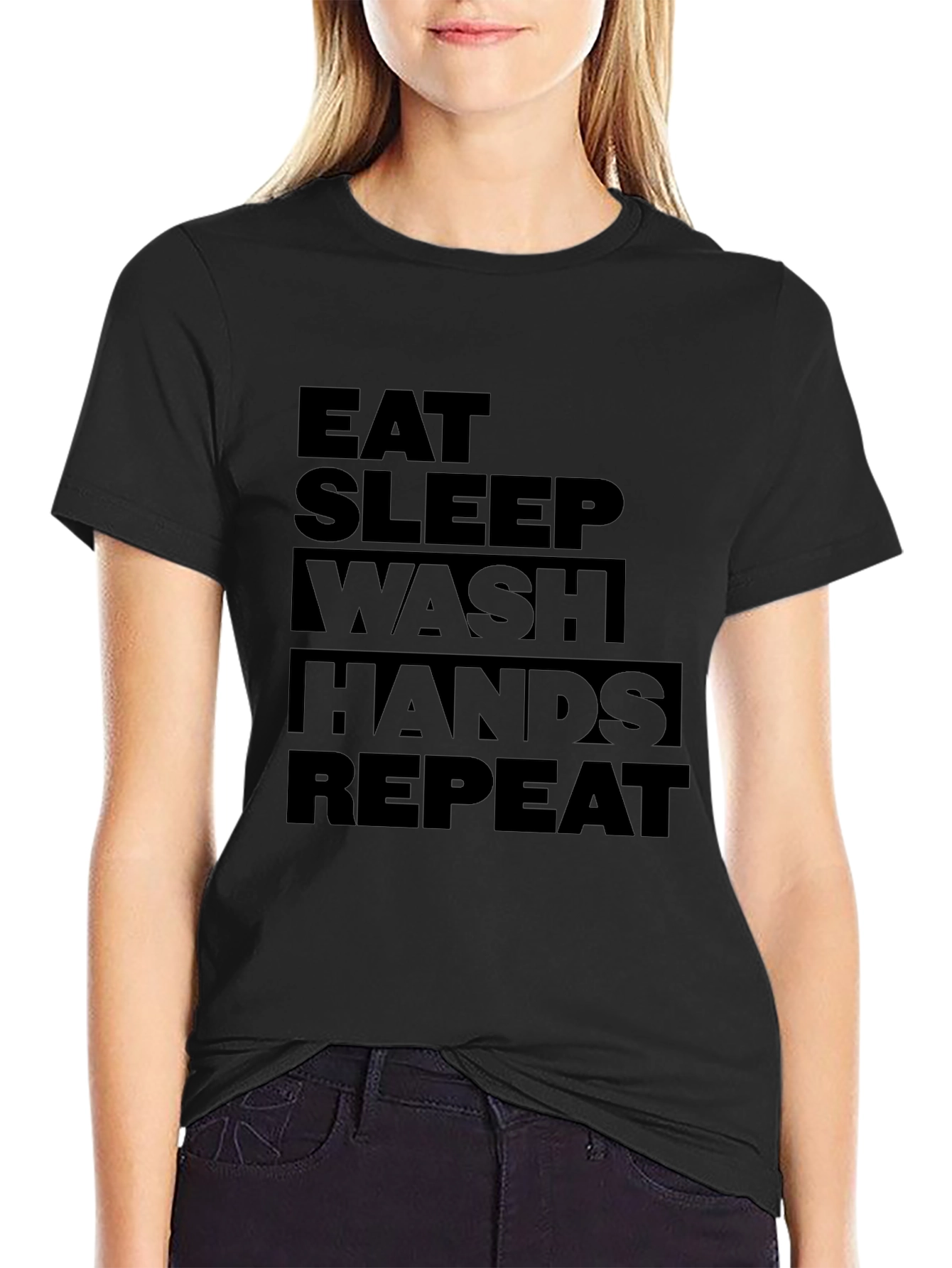 Eat Sleep Wash Hands Repeat Graphic Tee