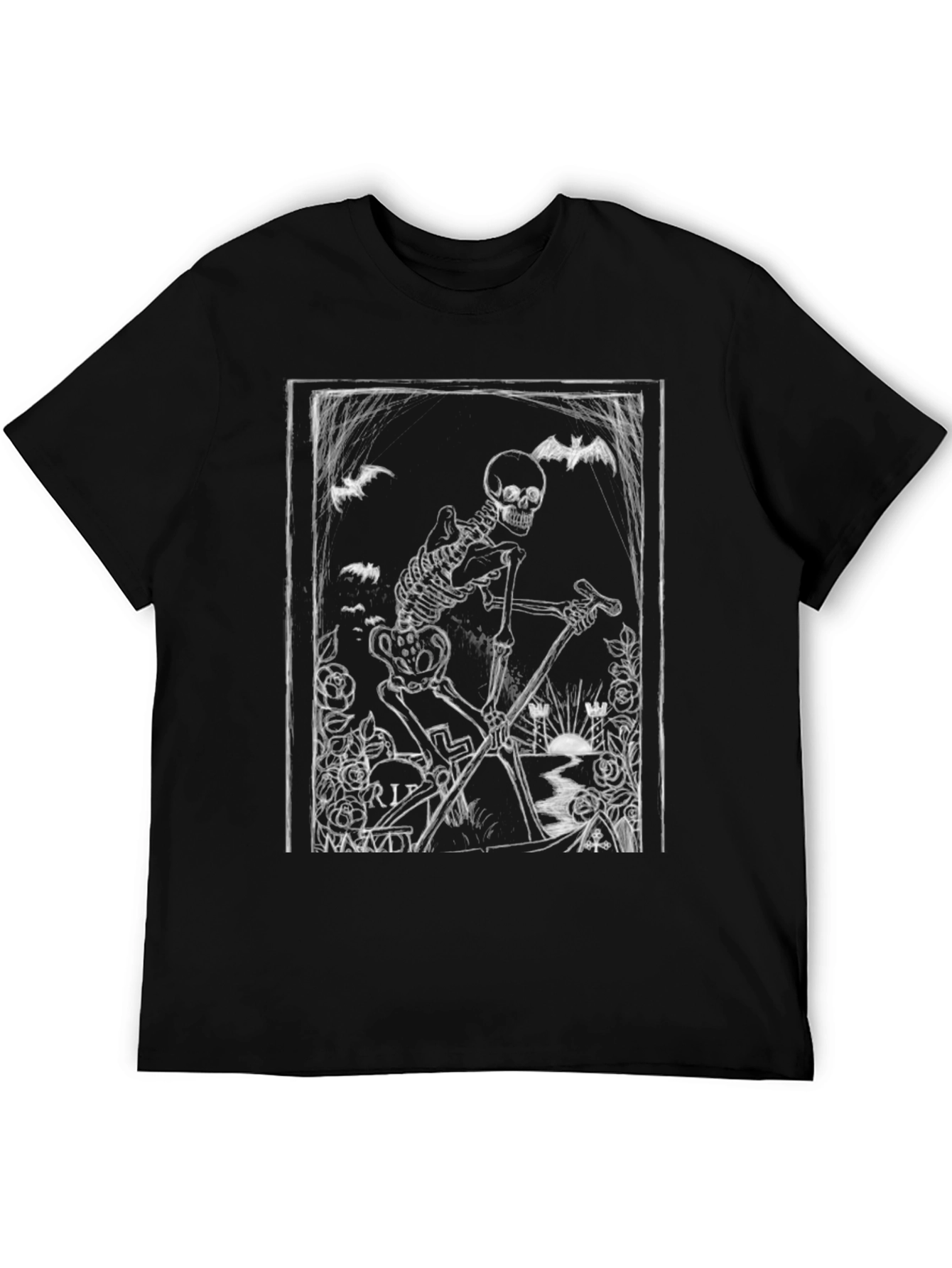 Gothic Skeleton Grim Reaper Black T-Shirt