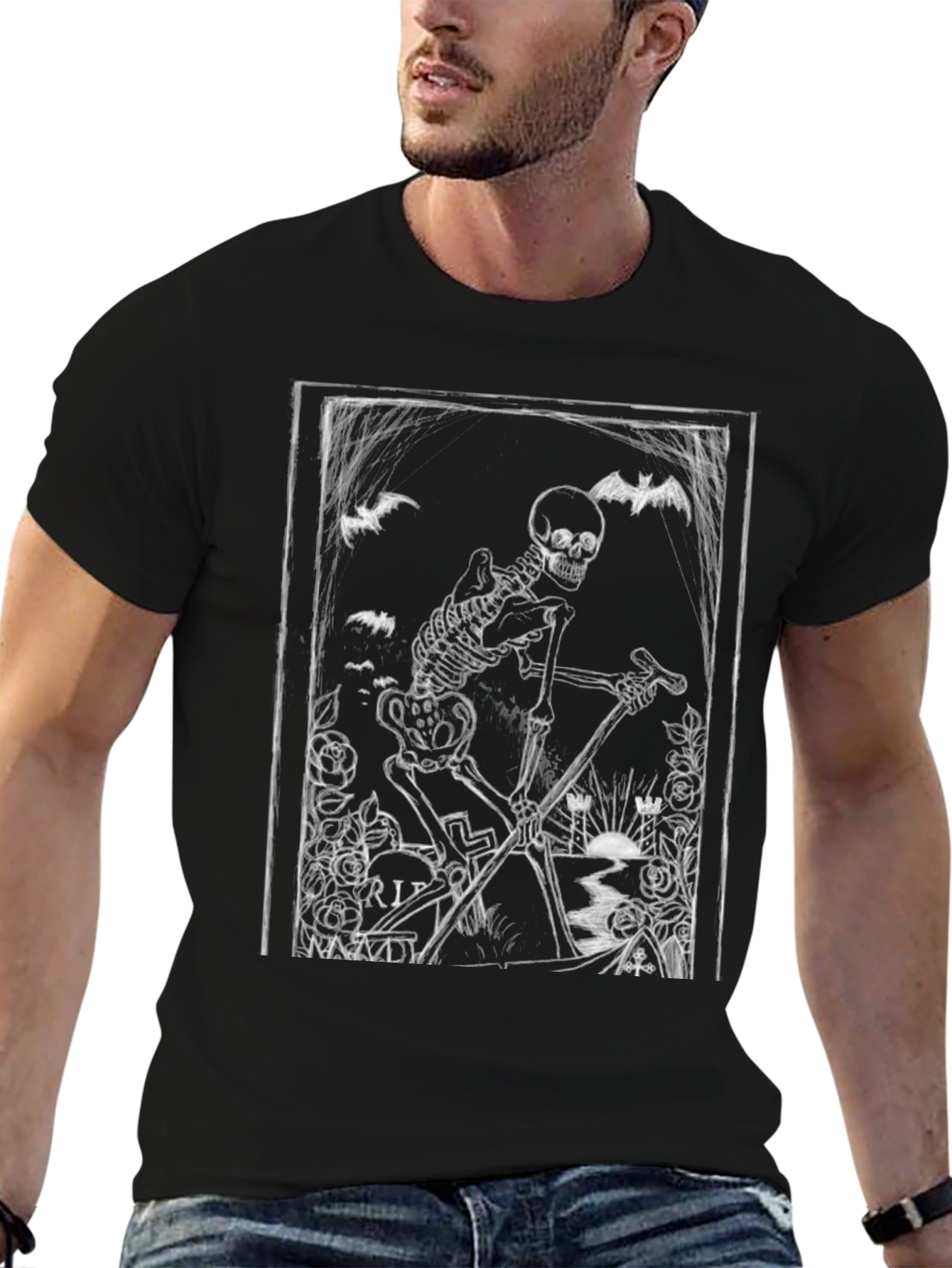 Gothic Skeleton Grim Reaper Black T-Shirt