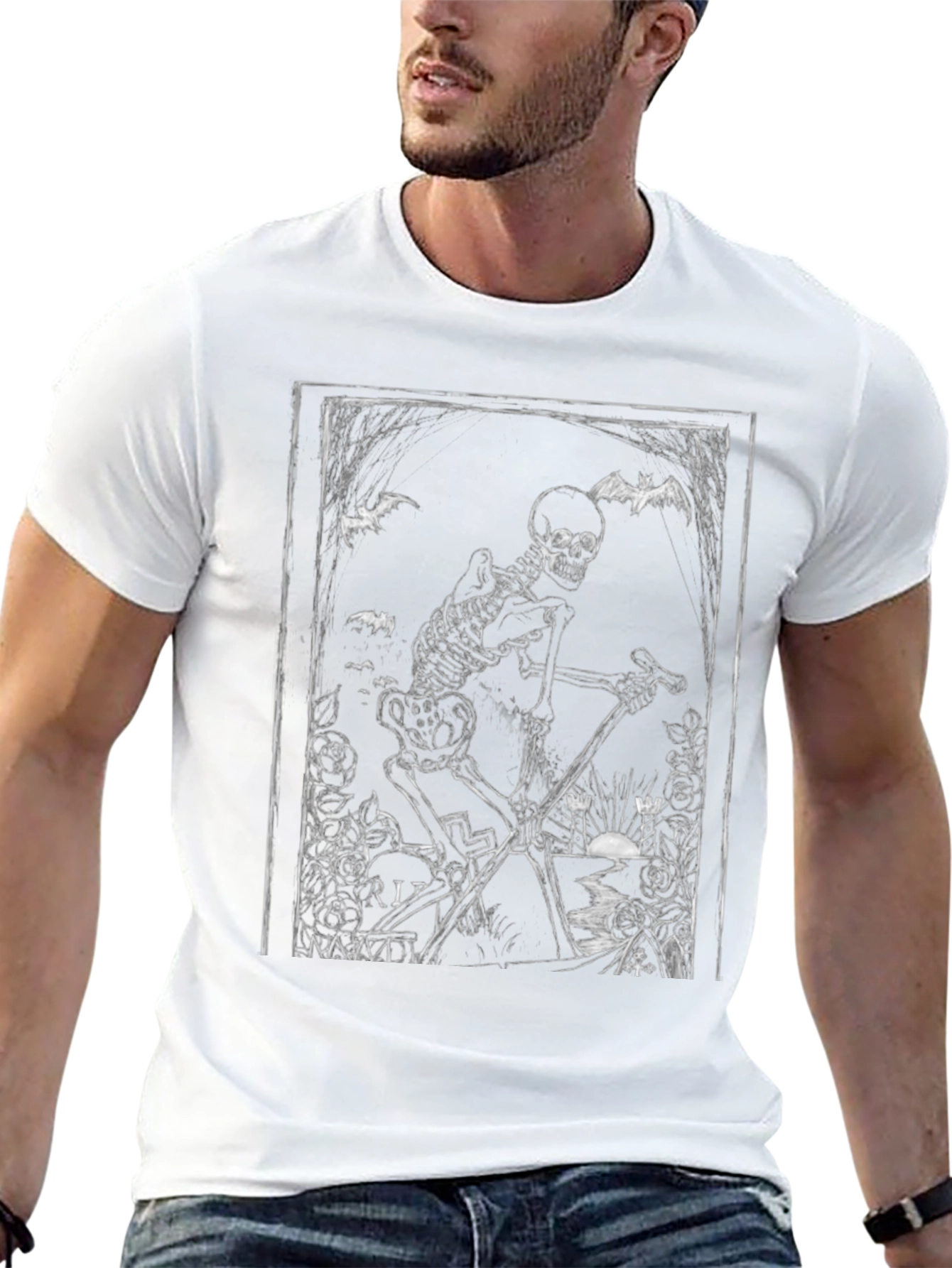 Gothic Skeleton Grim Reaper Black T-Shirt