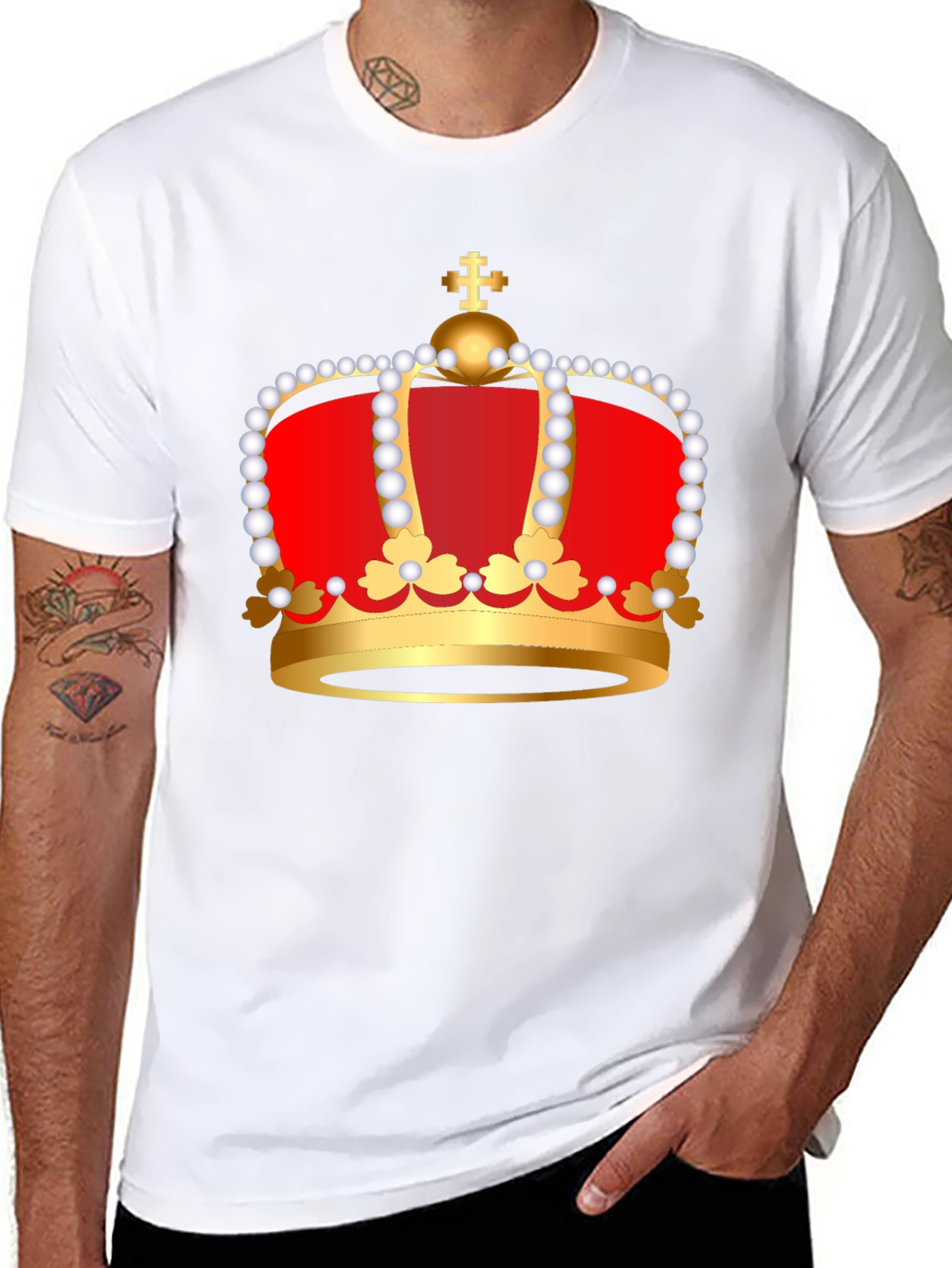 Regal Crown Graphic Tee - Black Cotton Blend