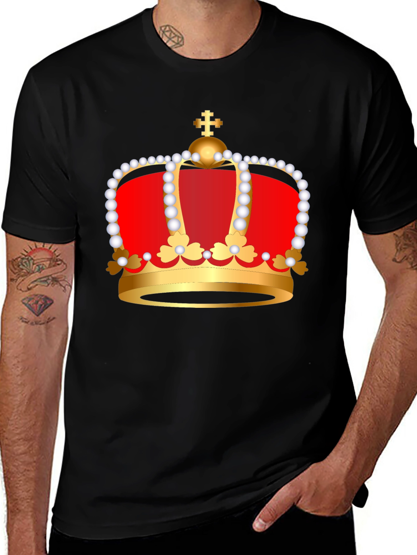 Regal Crown Graphic Tee - Black Cotton Blend