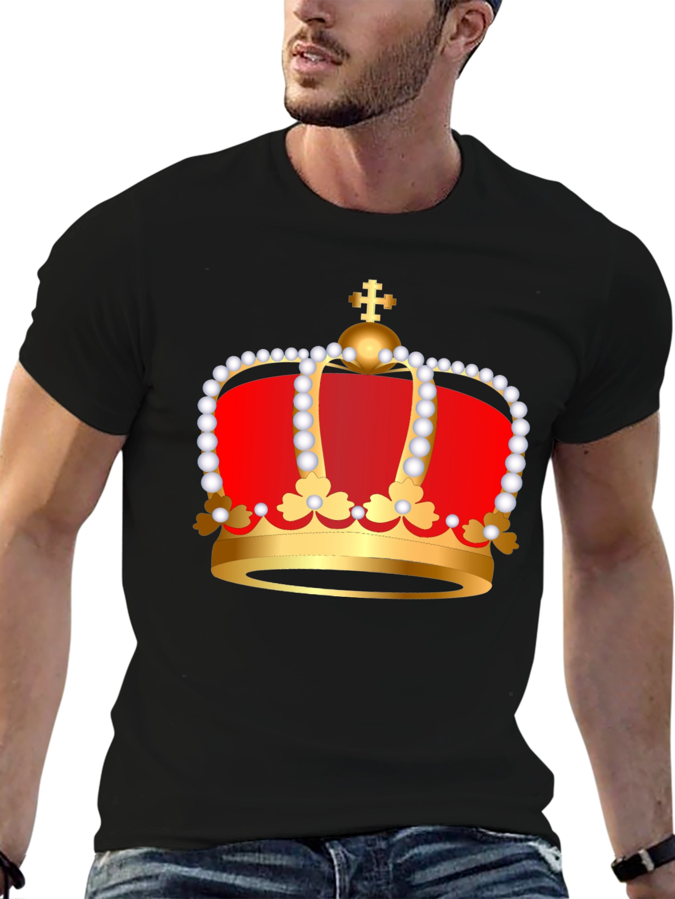 Regal Crown Graphic Tee - Black Cotton Blend
