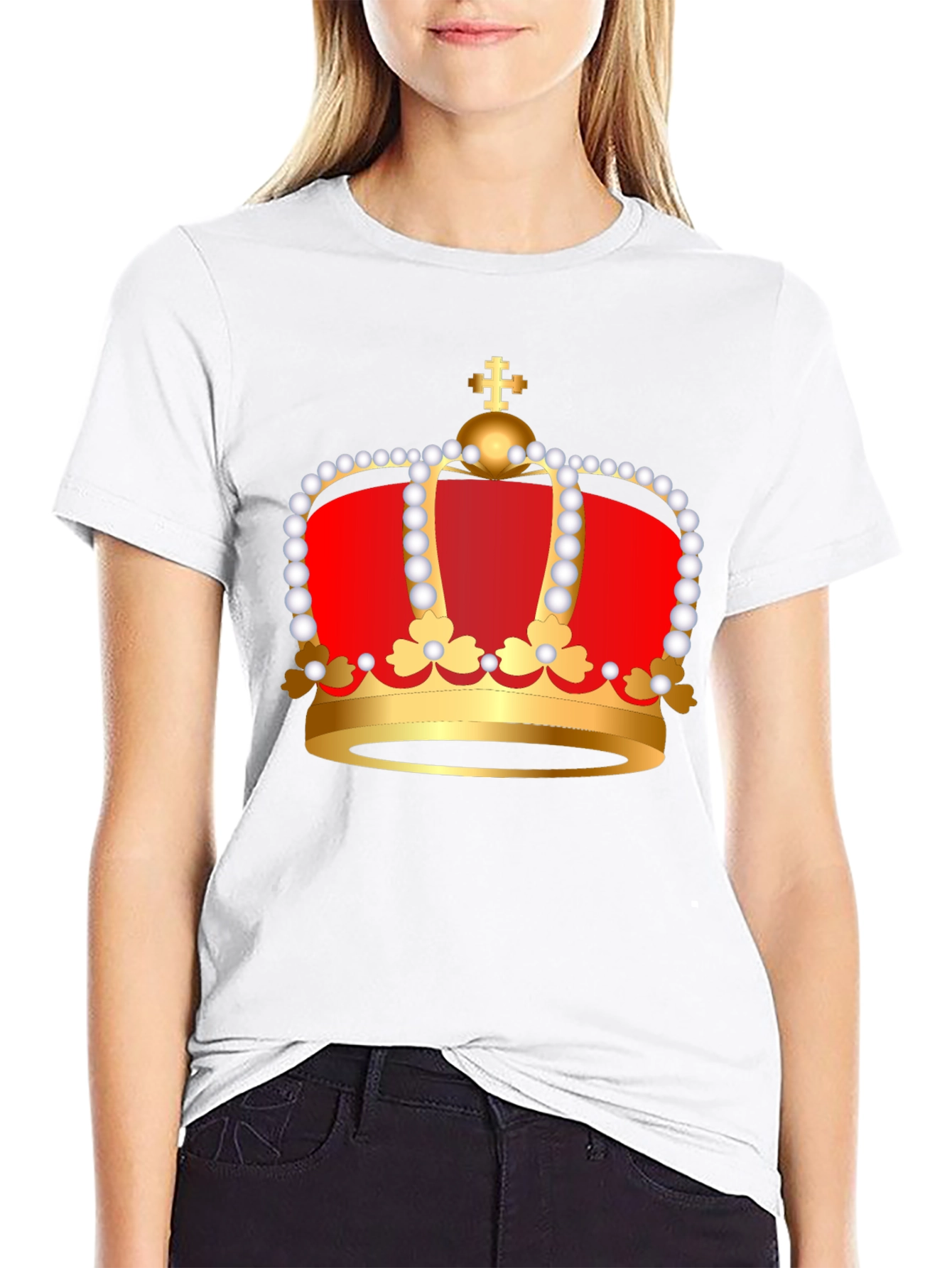 Regal Crown Graphic Tee - Black Cotton Blend