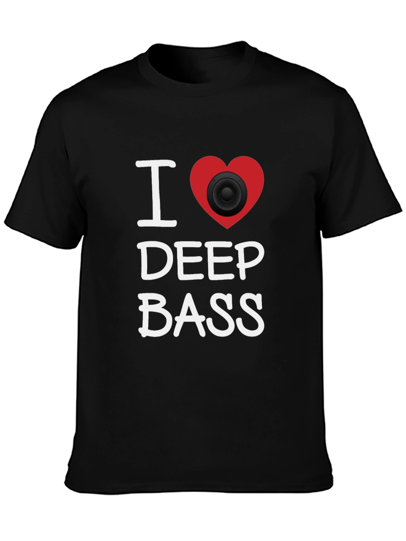 I Heart Deep Bass Black Graphic T-Shirt