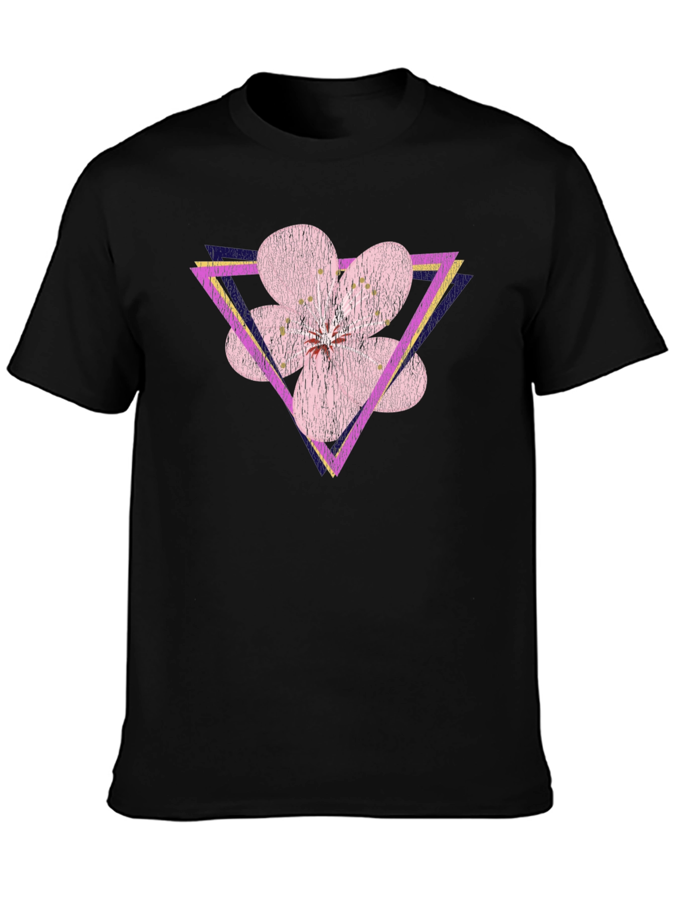 Geometric Floral T-Shirt - Abstract Flower Triangle Design