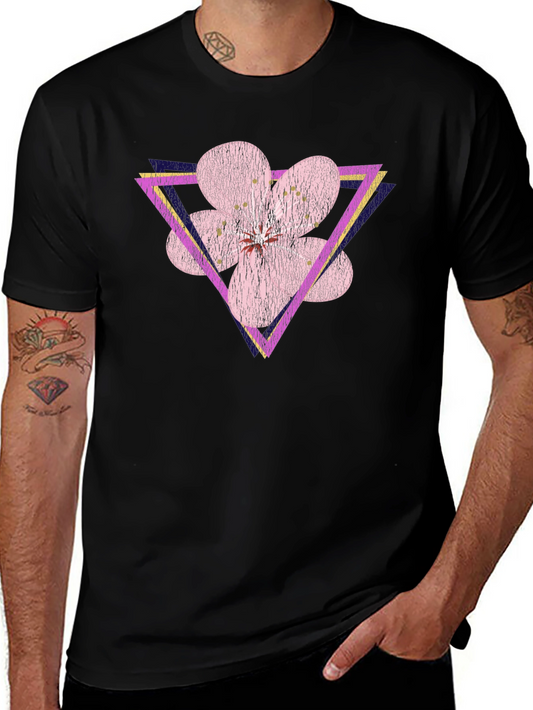 Geometric Floral T-Shirt - Abstract Flower Triangle Design