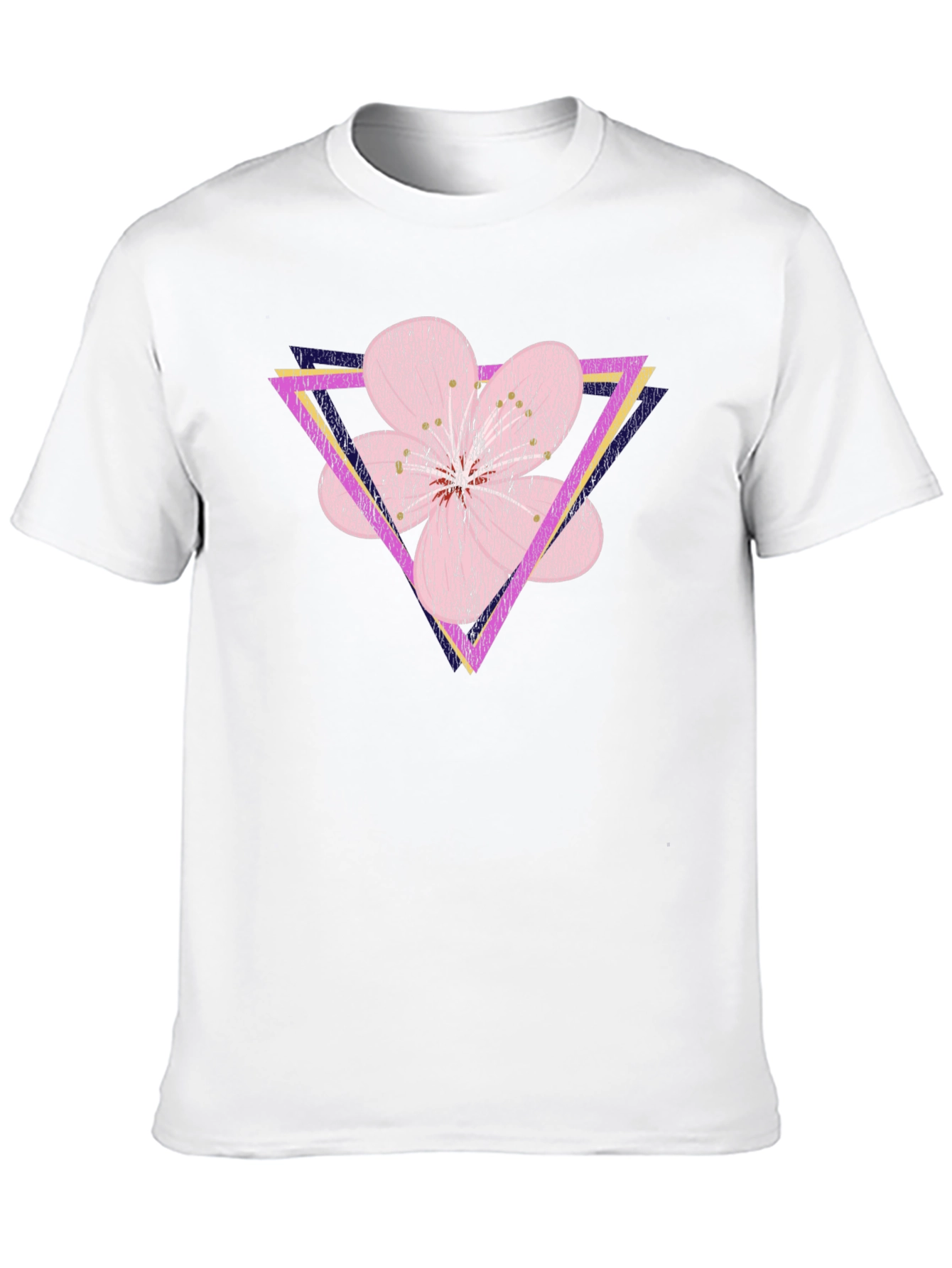 Geometric Floral T-Shirt - Abstract Flower Triangle Design