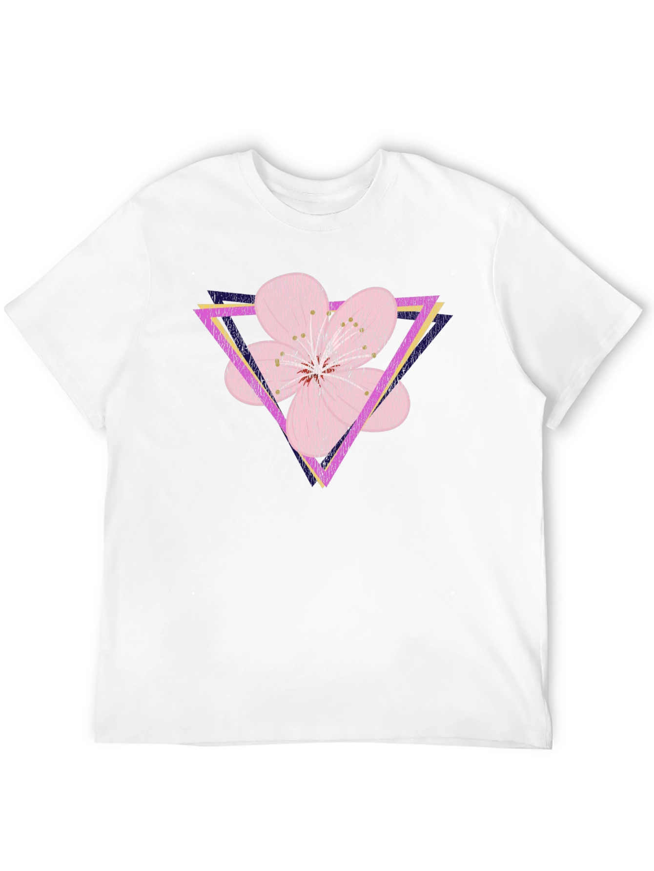 Geometric Floral T-Shirt - Abstract Flower Triangle Design