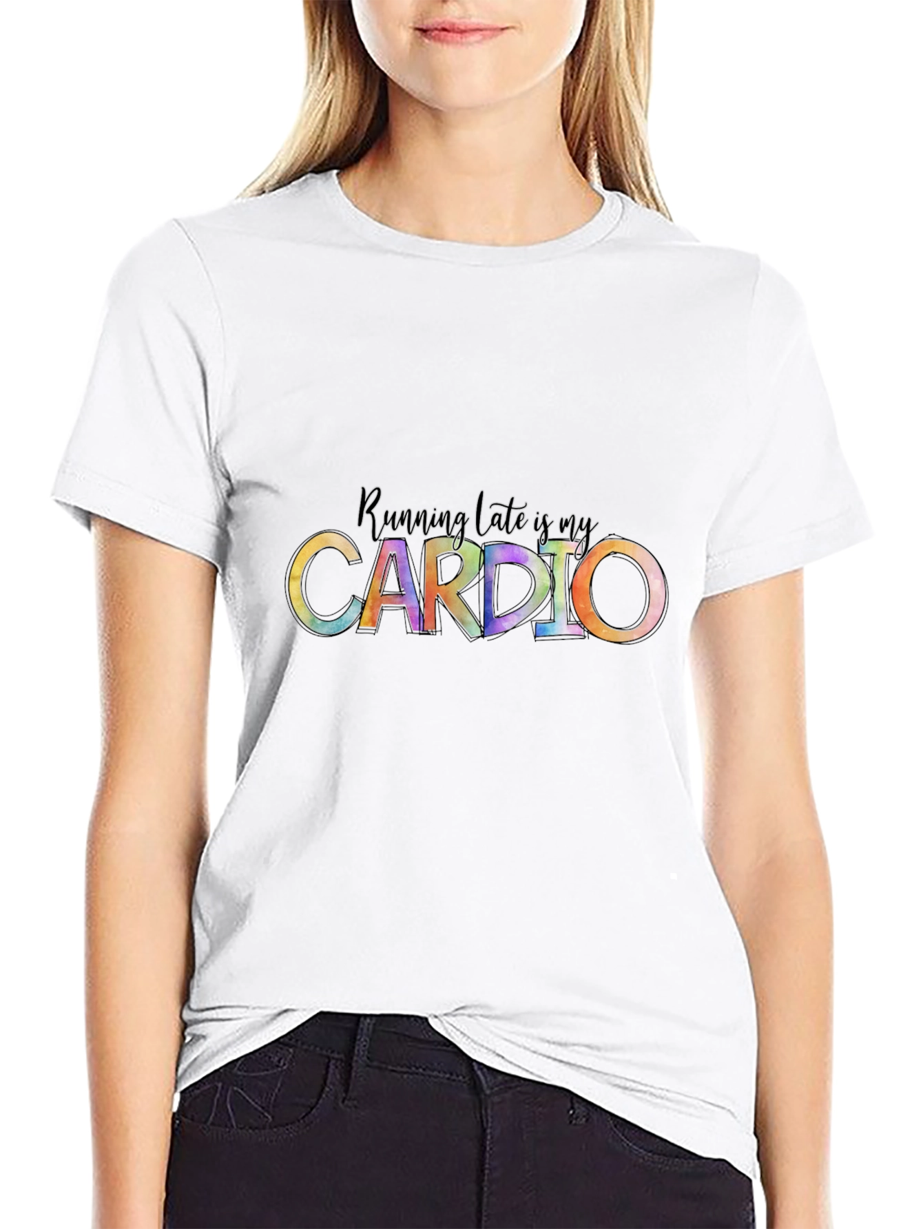 Running Late Is My Cardio Black T-Shirt