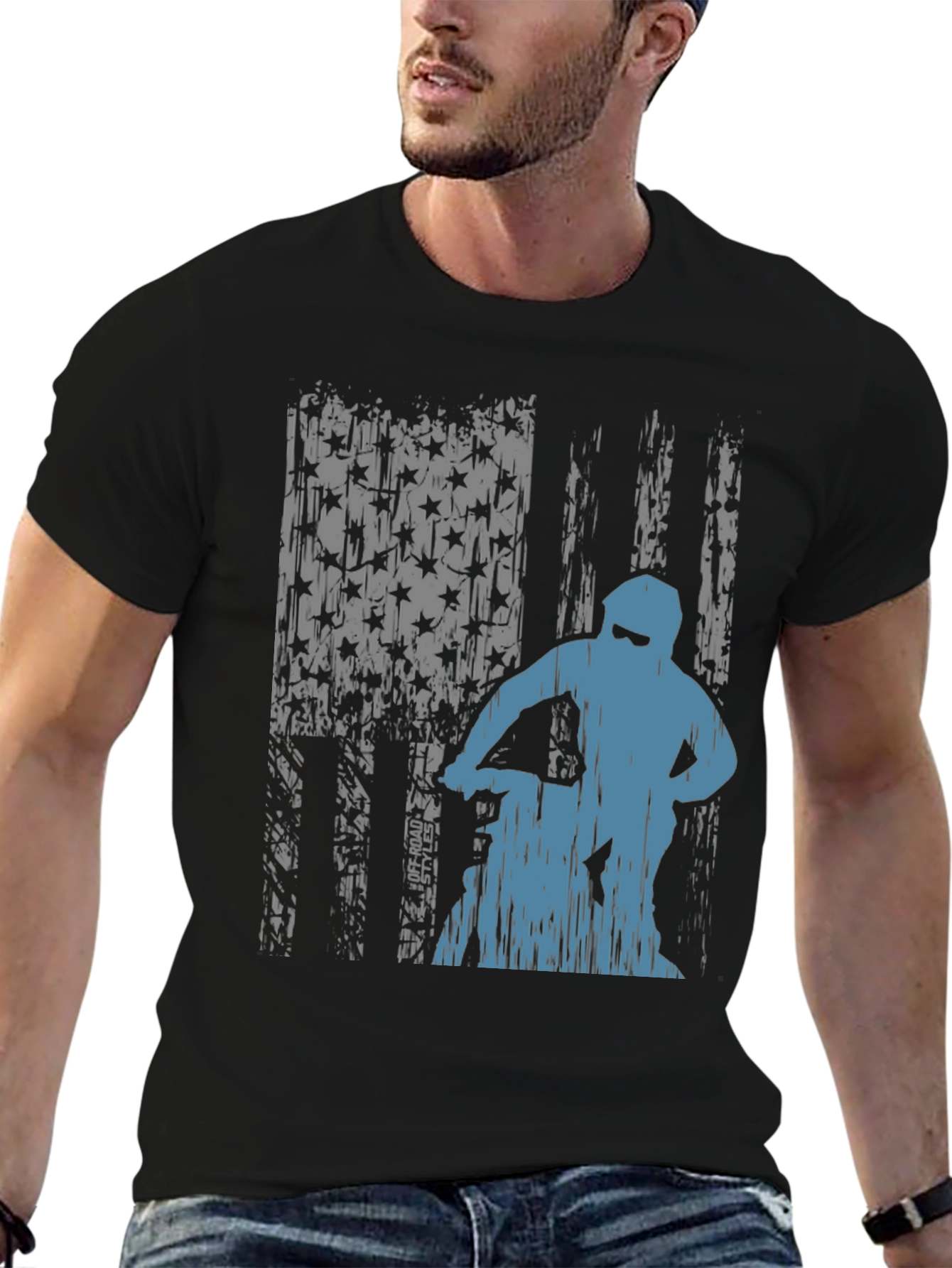 Off-Road Rider Graphic Tee - Distressed American Flag